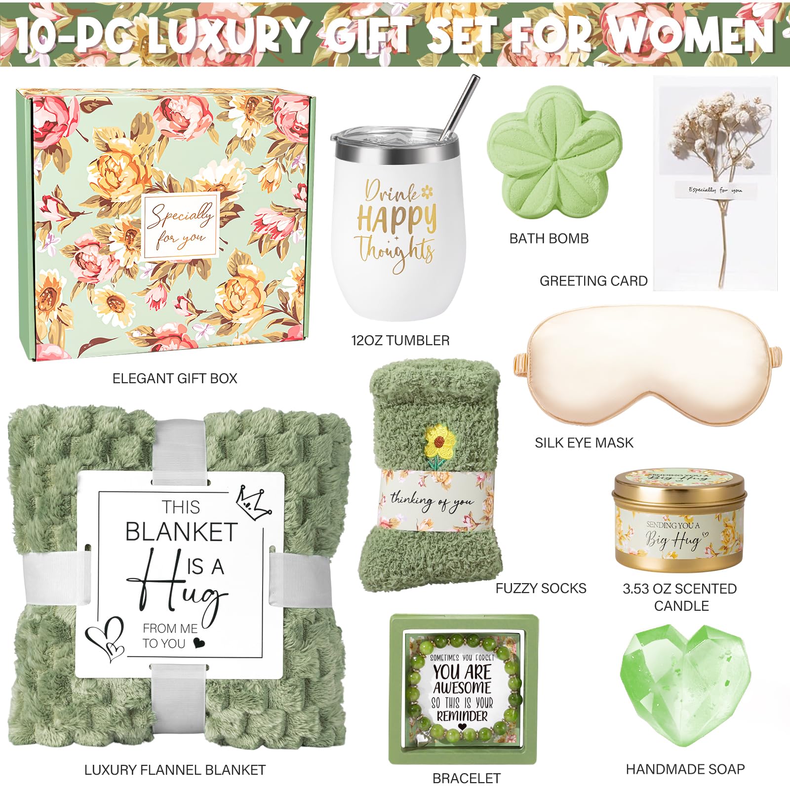 Frerdui Birthday Gift Basket for Women — Vanilla Relaxation Self-Care Kit for Mom, Sister, Best Friend