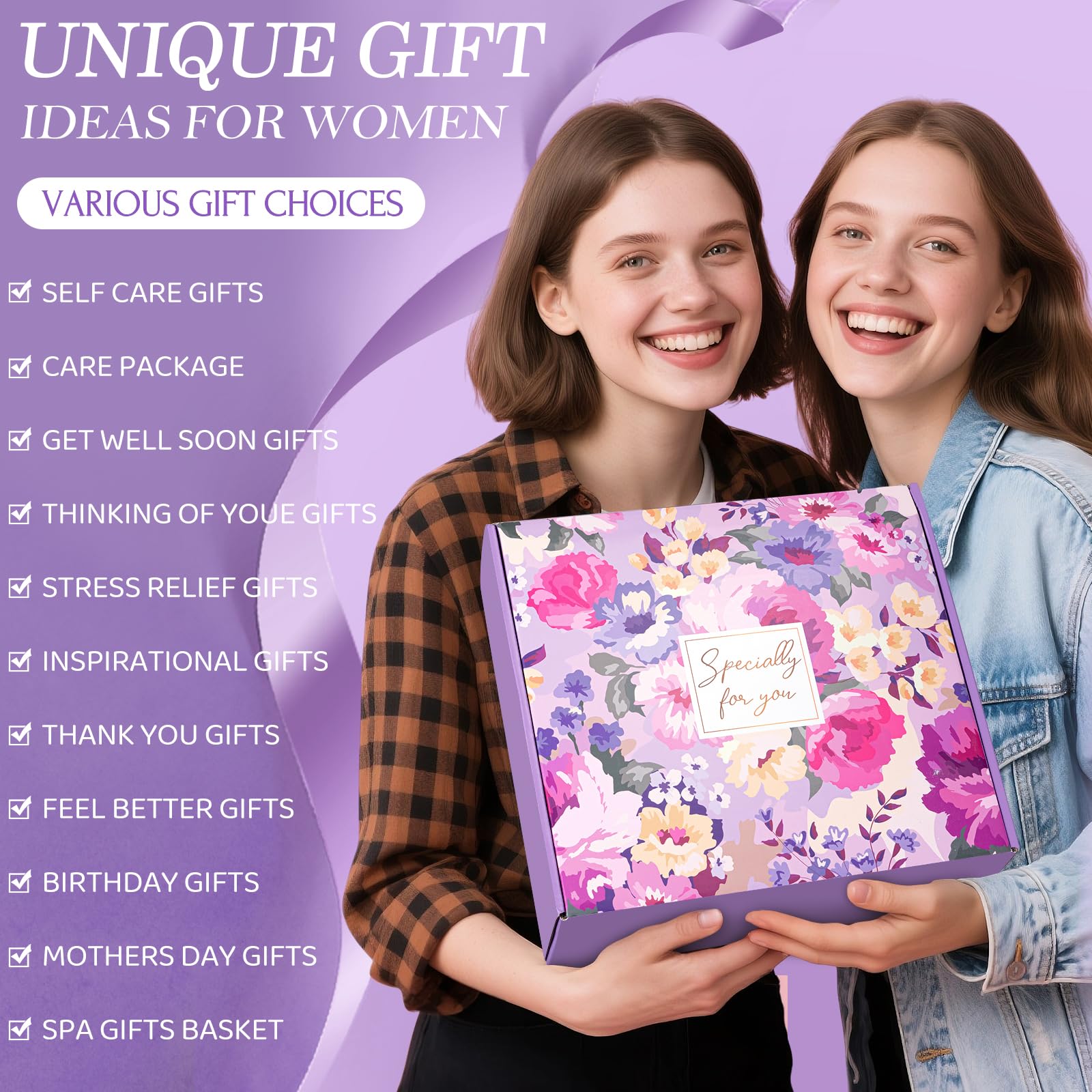 Frerdui Lavender Gift Baskets for Women | Unique Birthday & Self-Care Gift Box