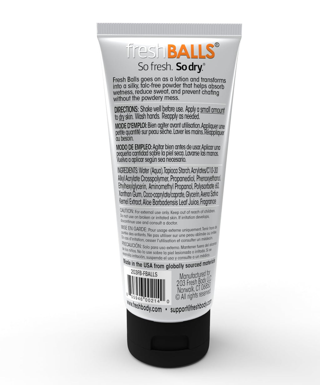 Fresh BALLS Lotion – Men's Anti-Chafing Cream to Powder (3.4 oz) Pack of 12 | Fresh Body FB