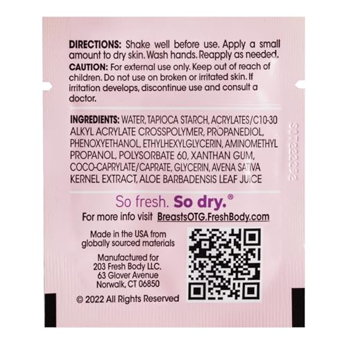 Fresh Body FB Breasts On-The-Go Anti-Chafing Lotion to Powder – Unscented 60-Pack Travel Size