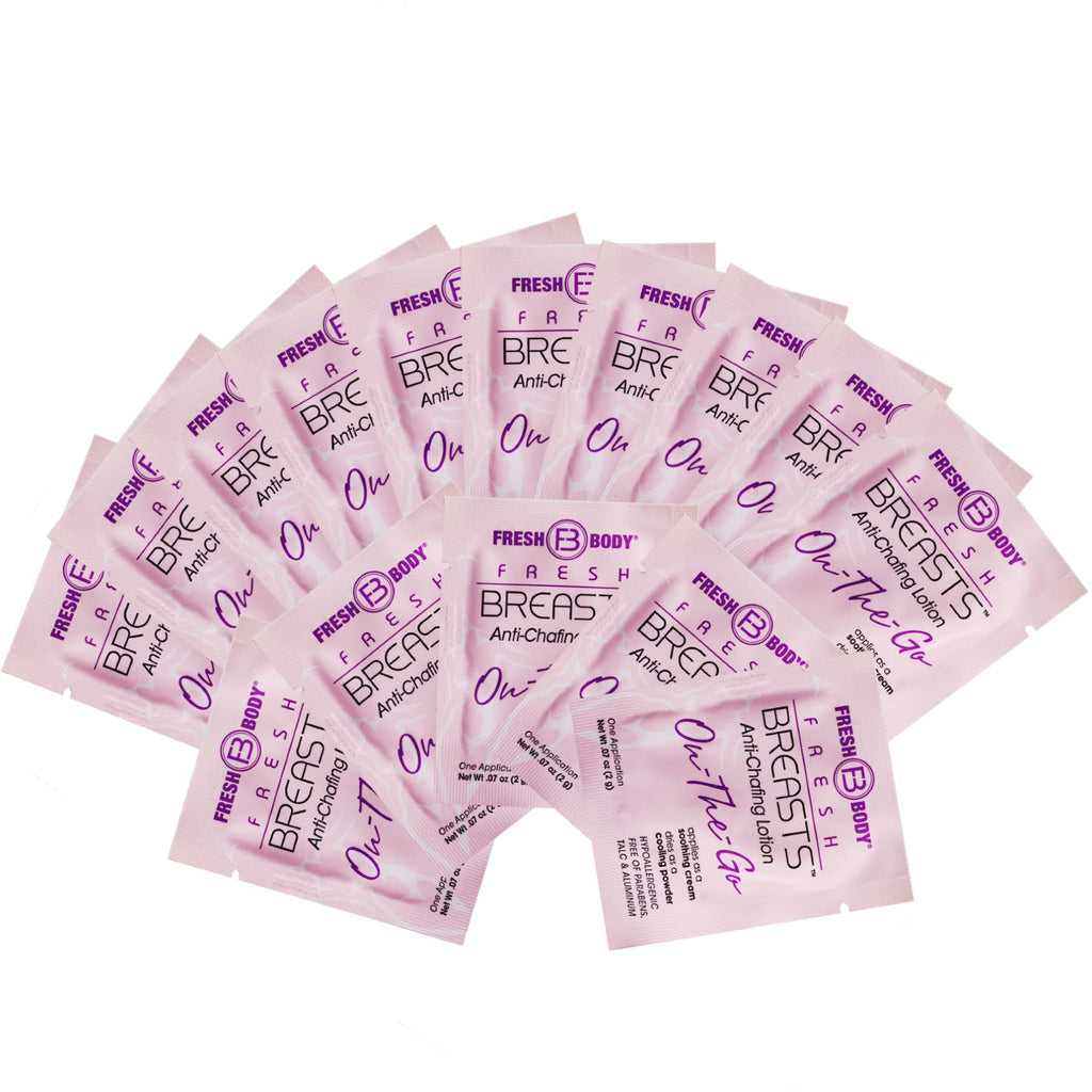 Fresh Body FB Breasts On-The-Go Anti-Chafing Lotion to Powder – Unscented 60-Pack Travel Size