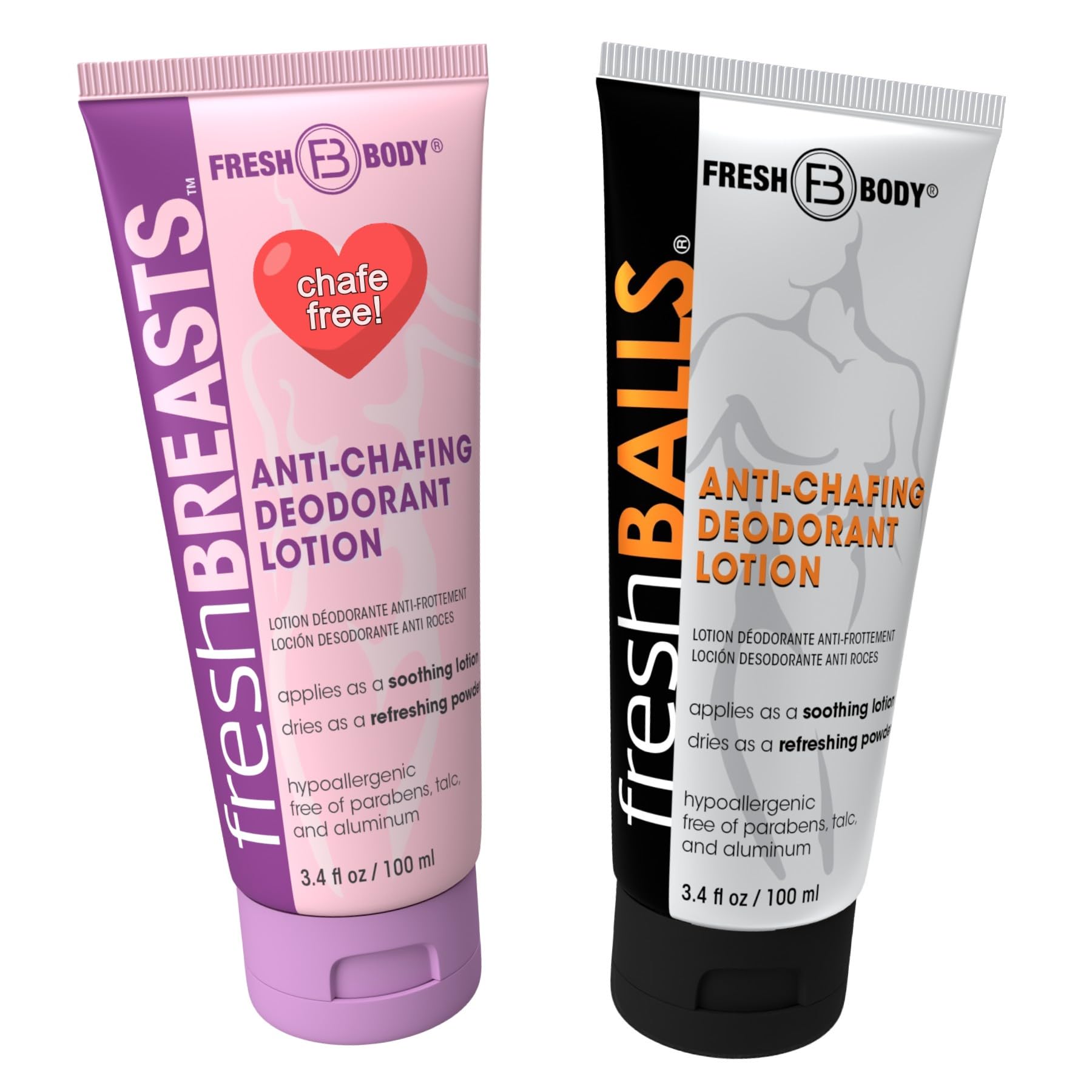Fresh Breasts + Fresh Balls Anti-Chafing Cream Bundle – Talc-Free, Aluminum-Free