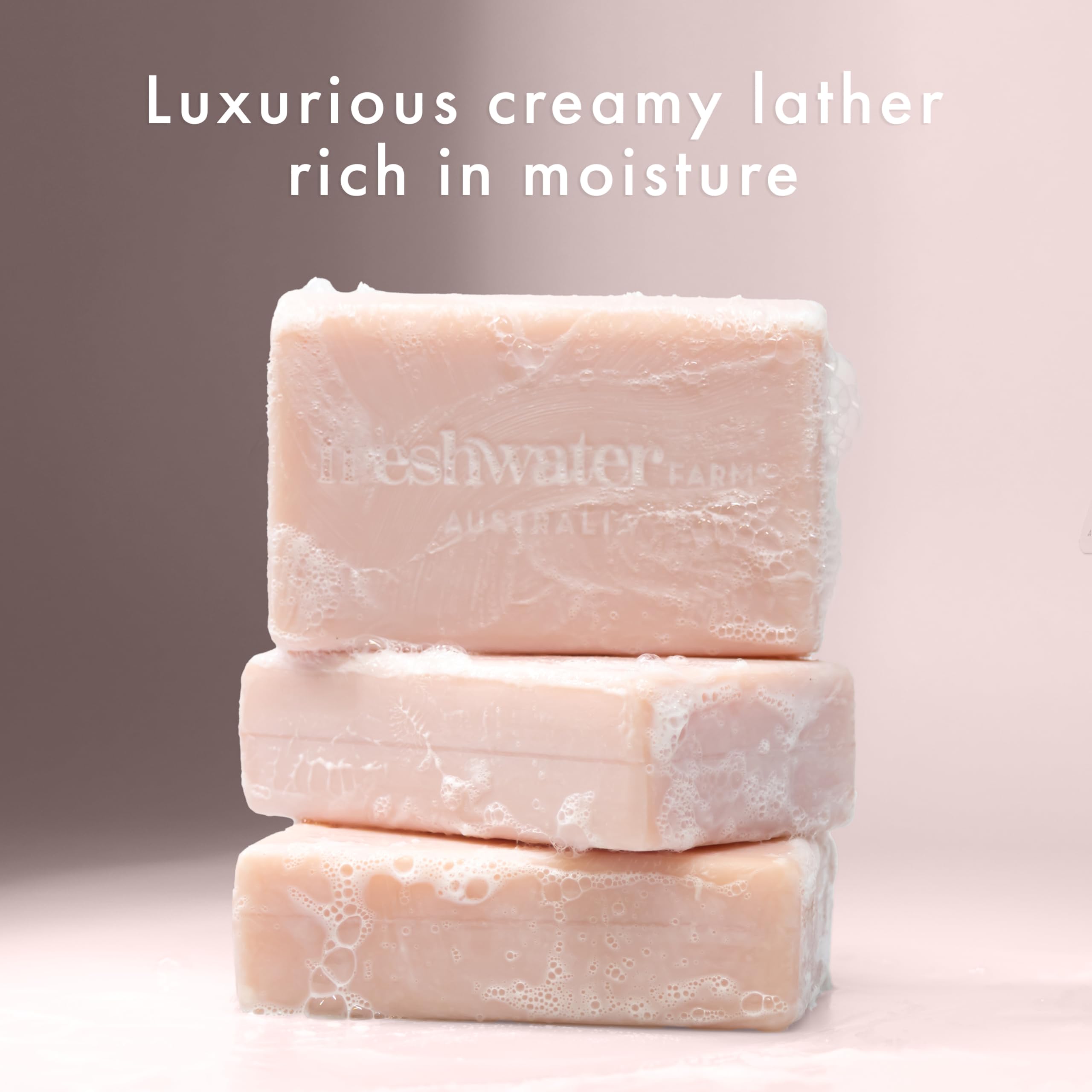 Freshwater Farm Australia Castile Bar Soap – Rosewater + Pink Clay | Triple-Milled, Australian Made