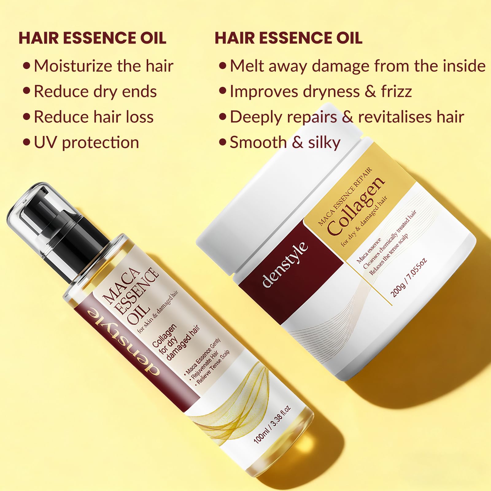 Collagen Hair Mask & Argan Oil Set – Deep Conditioning for Damaged Hair (3.38 fl oz + 7.06 oz)