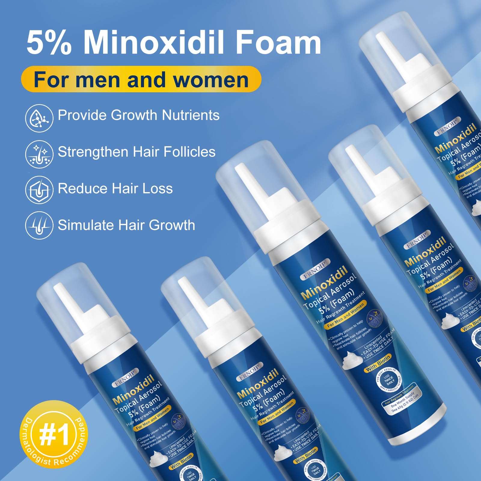 Frnoip 5% Minoxidil Foam for Men – Biotin-Enhanced Hair Regrowth