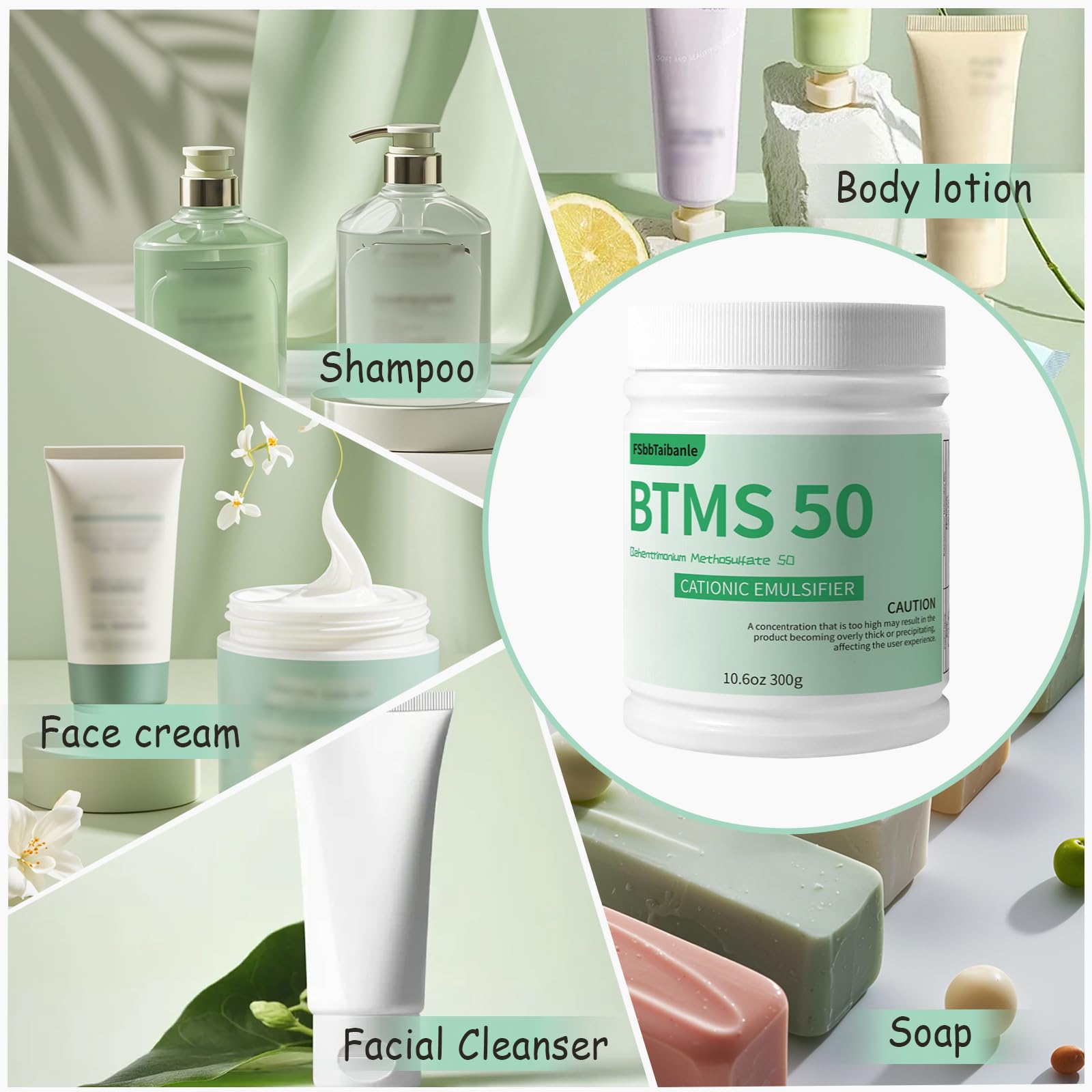 FSbbTaibanle BTMS 50 Conditioning Emulsifier – 10.6 oz Plant-Based, Ideal for Leave-In Conditioners, Lotions & Shampoos