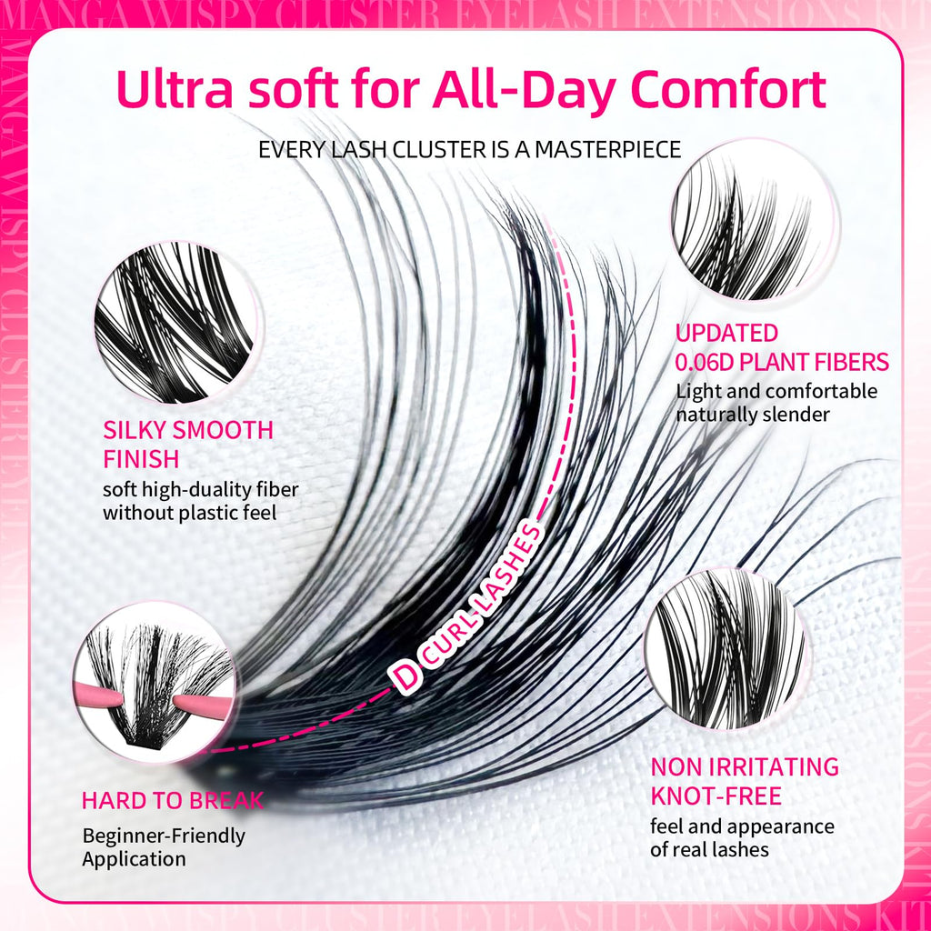 FTBZCF Lash Clusters Kit – 448pcs 100D & 120D Natural Lashes, 10-18mm, DIY Manga Cluster Kit