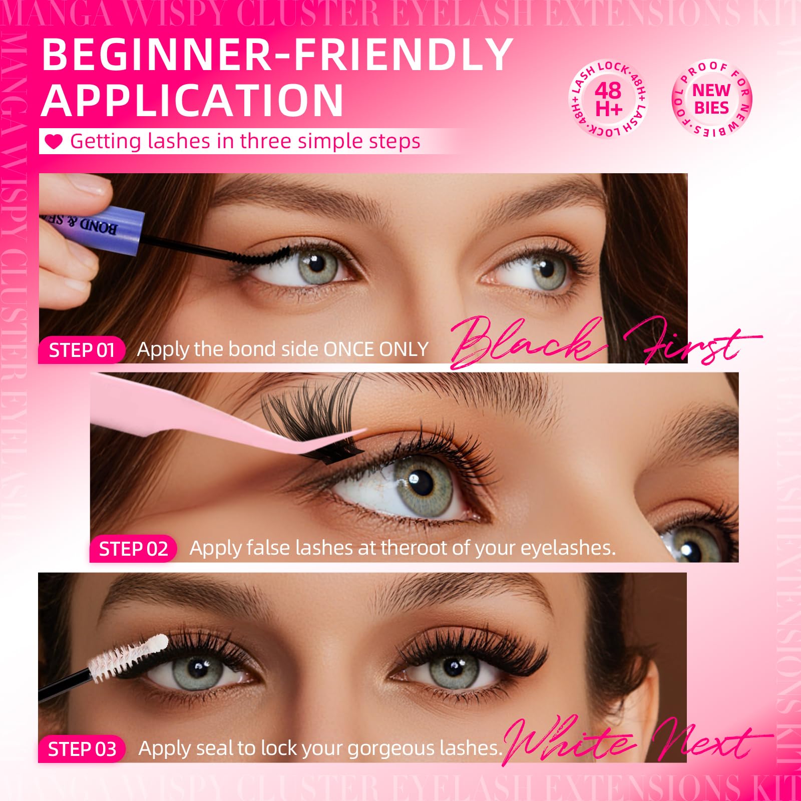 FTBZCF Lash Clusters Kit – DIY Home Extensions, 392pcs 150D 10–18mm Natural Fluffy Lashes