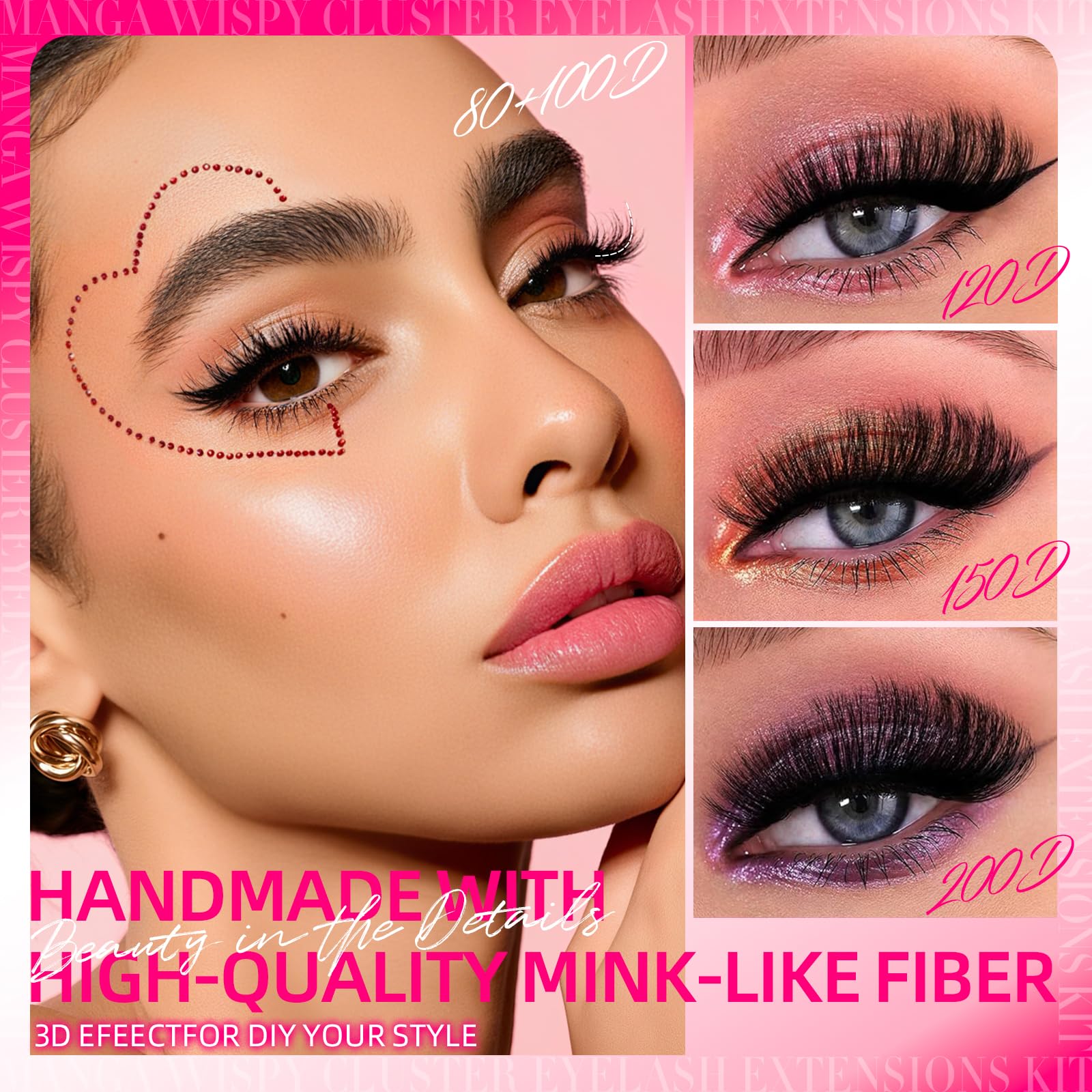 FTBZCF Lash Clusters – 392pcs 120D Natural Fluffy D Curl DIY Eyelash Extensions Kit (10–18mm)