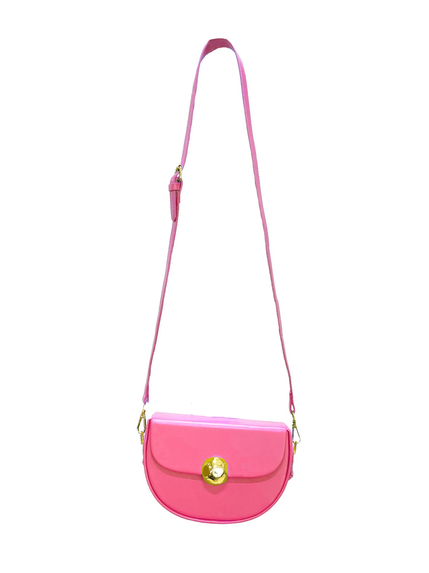 Caprilite Women's Top Handle Half Moon Box Clutch Handbag Chain Strap Gold Button Crossbody Wedding Evening Bag - Fuchsia