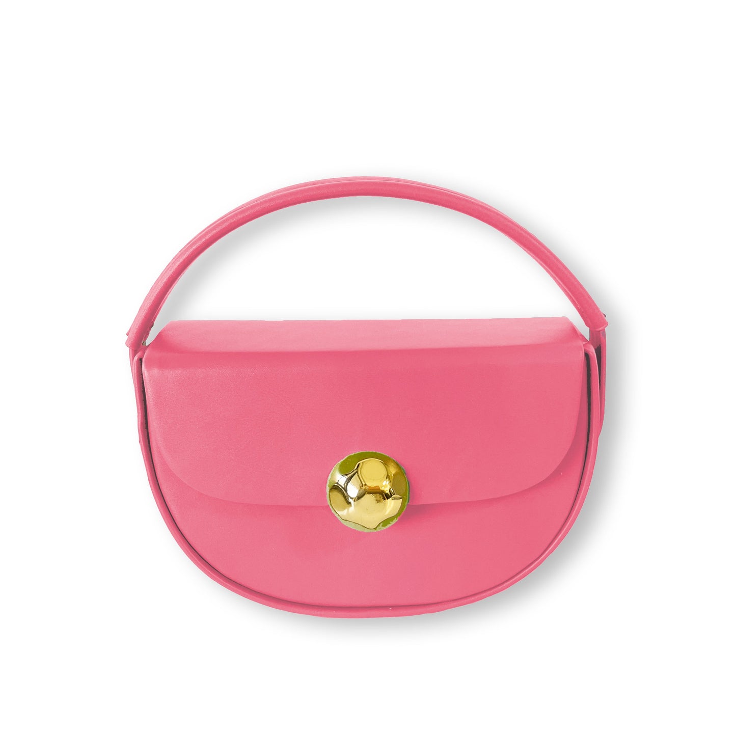 Caprilite Women's Top Handle Half Moon Box Clutch Handbag Chain Strap Gold Button Crossbody Wedding Evening Bag - Fuchsia