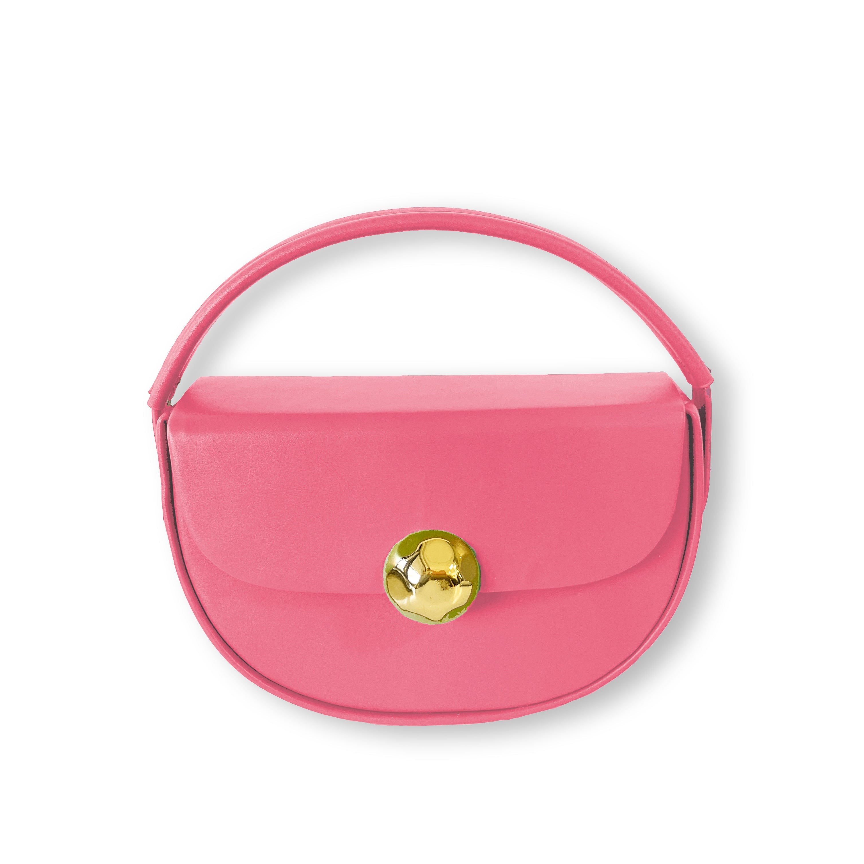 Caprilite Women's Top Handle Half Moon Box Clutch Handbag Chain Strap Gold Button Crossbody Wedding Evening Bag - Fuchsia
