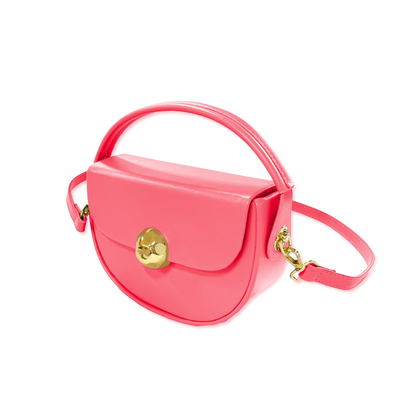 Caprilite Women's Top Handle Half Moon Box Clutch Handbag Chain Strap Gold Button Crossbody Wedding Evening Bag - Fuchsia