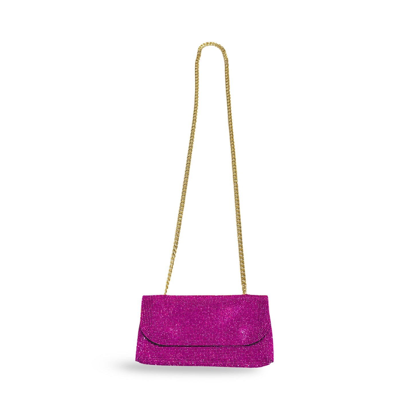 Caprilite Small Crossbody Bag Sparkly Crystal Clutch Fold Handbag Fuchsia Pink