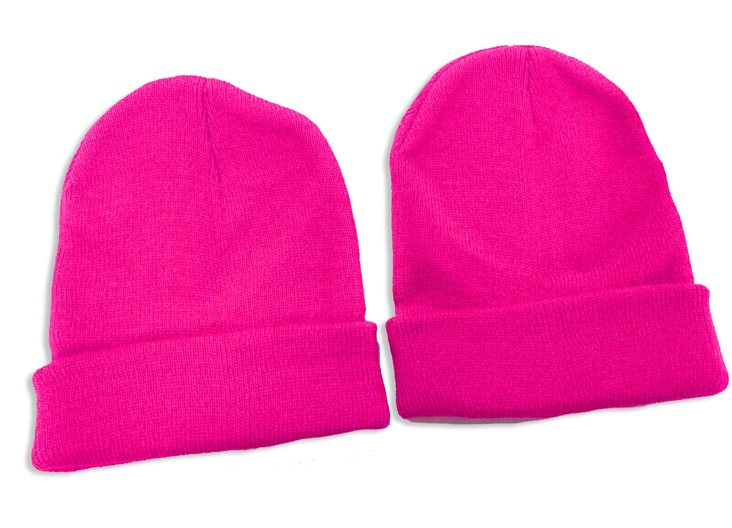 2 X Kids Childrens Beanie Hats Small Age 4-10 School Uniform - Fuchsia Pink
