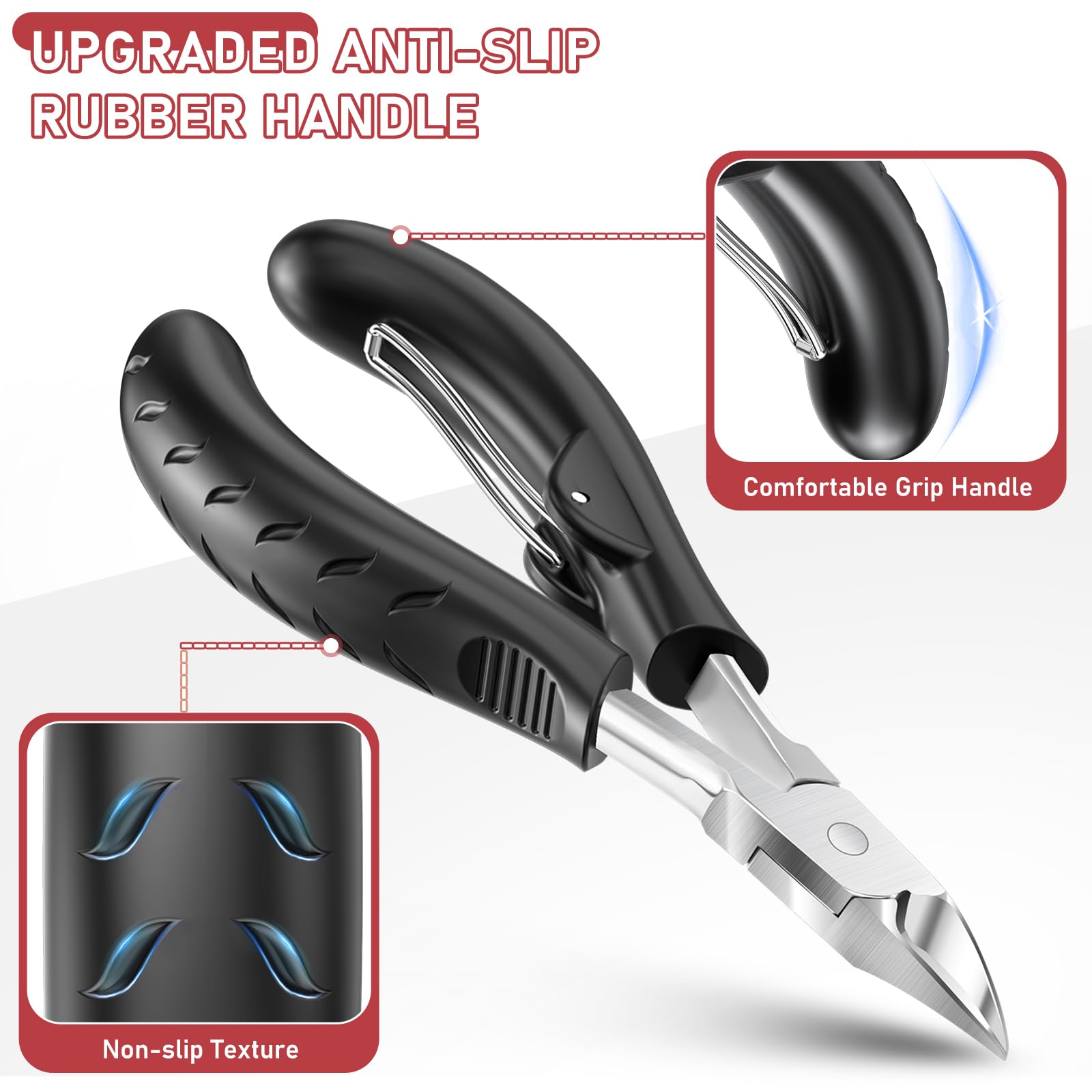 FUMAX Toenail Clippers for Thick Nails – Wide Jaw, Long Handle