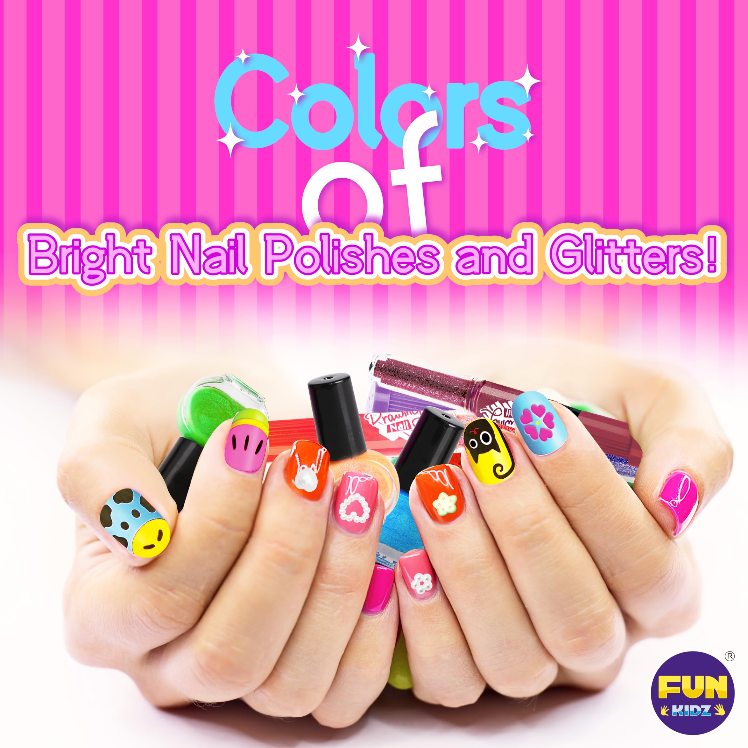 FUN KIDZ Nail Polish Pens Kit – 3-in-1 Nail Art Studio for Girls 7-12