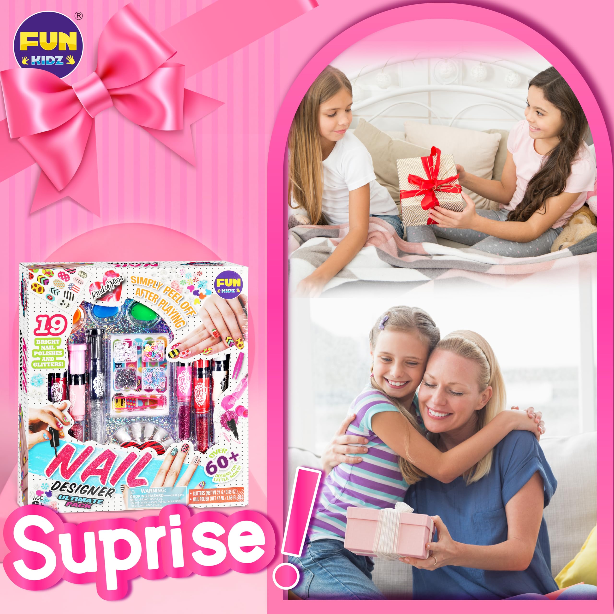 FUN KIDZ Nail Polish Pens Kit – 3-in-1 Nail Art Studio for Girls 7-12