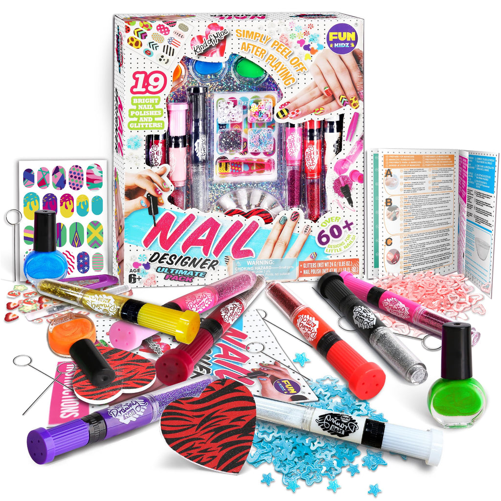FUN KIDZ Nail Polish Pens Kit – 3-in-1 Nail Art Studio for Girls 7-12