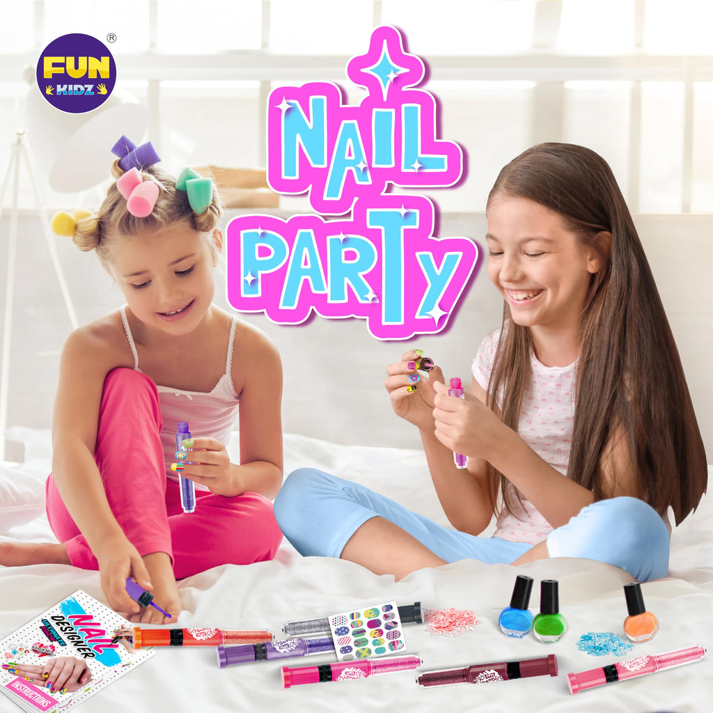 FUN KIDZ Nail Polish Pens Kit – 3-in-1 Nail Art Studio for Girls 7-12