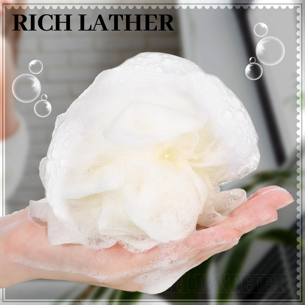 Funnymoom 6 Pcs Travel Size Loofah Set with Case – Pastel Mini Bath Puff (25g)