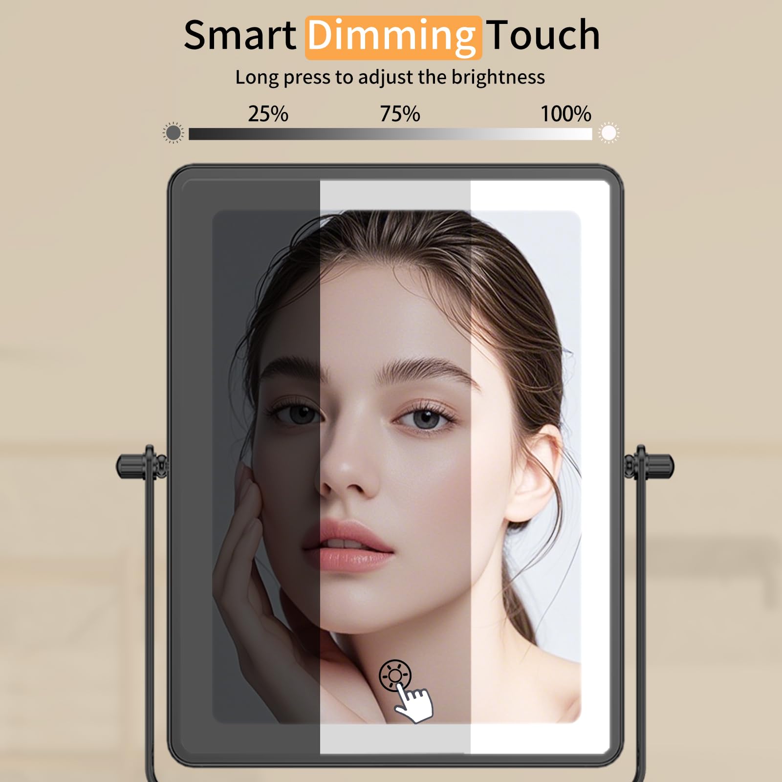 FUNTOUCH 5000mAh Rechargeable Wall-Mounted Makeup Mirror – 8.7-inch Dual-Sided 1X/30X Magnification, Dimmable 3-Color Lighting, 360° Swing Arm
