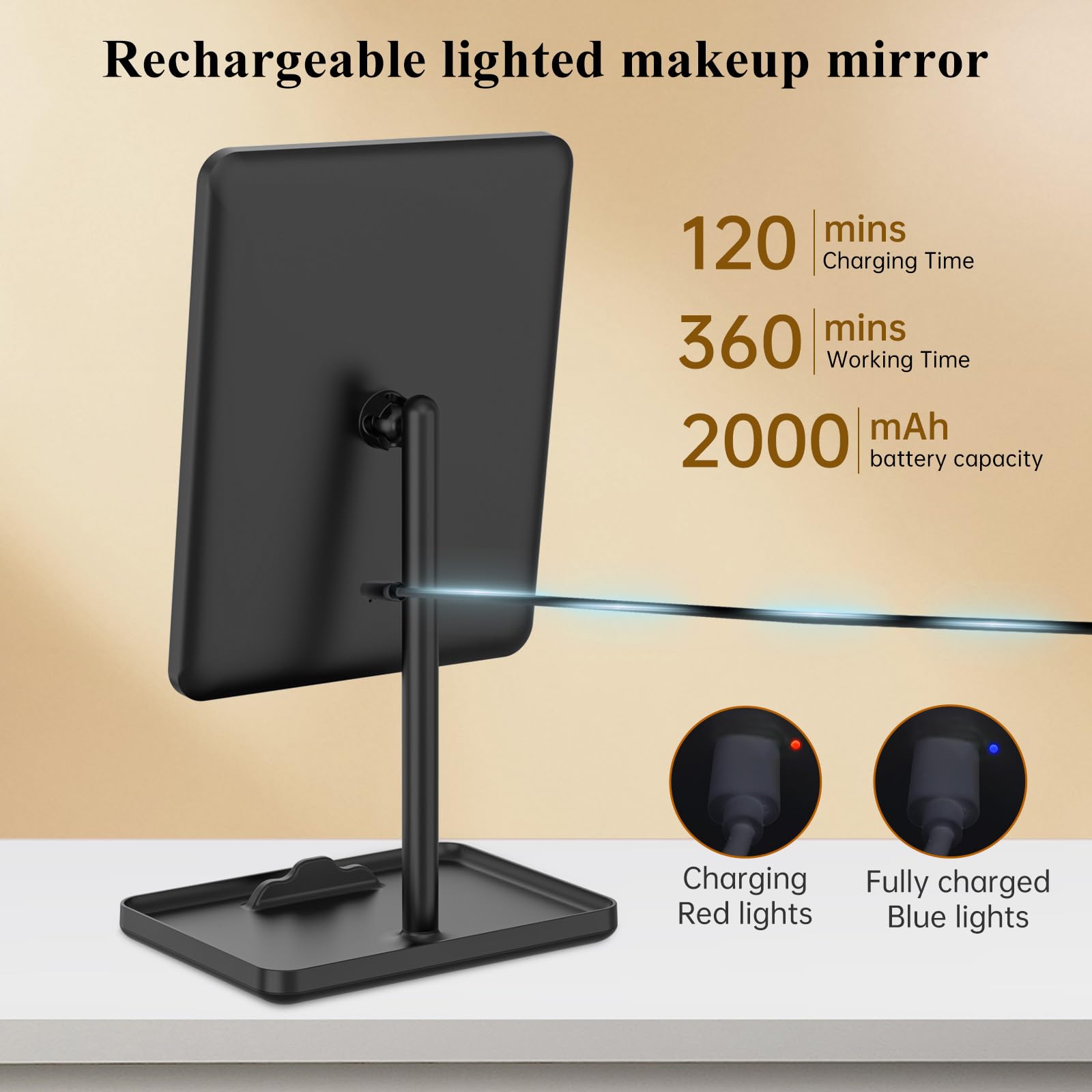 FUNTOUCH Vanity Mirror with Lights – 40X Detachable Magnifier, 84 LEDs, 3 Lighting Modes