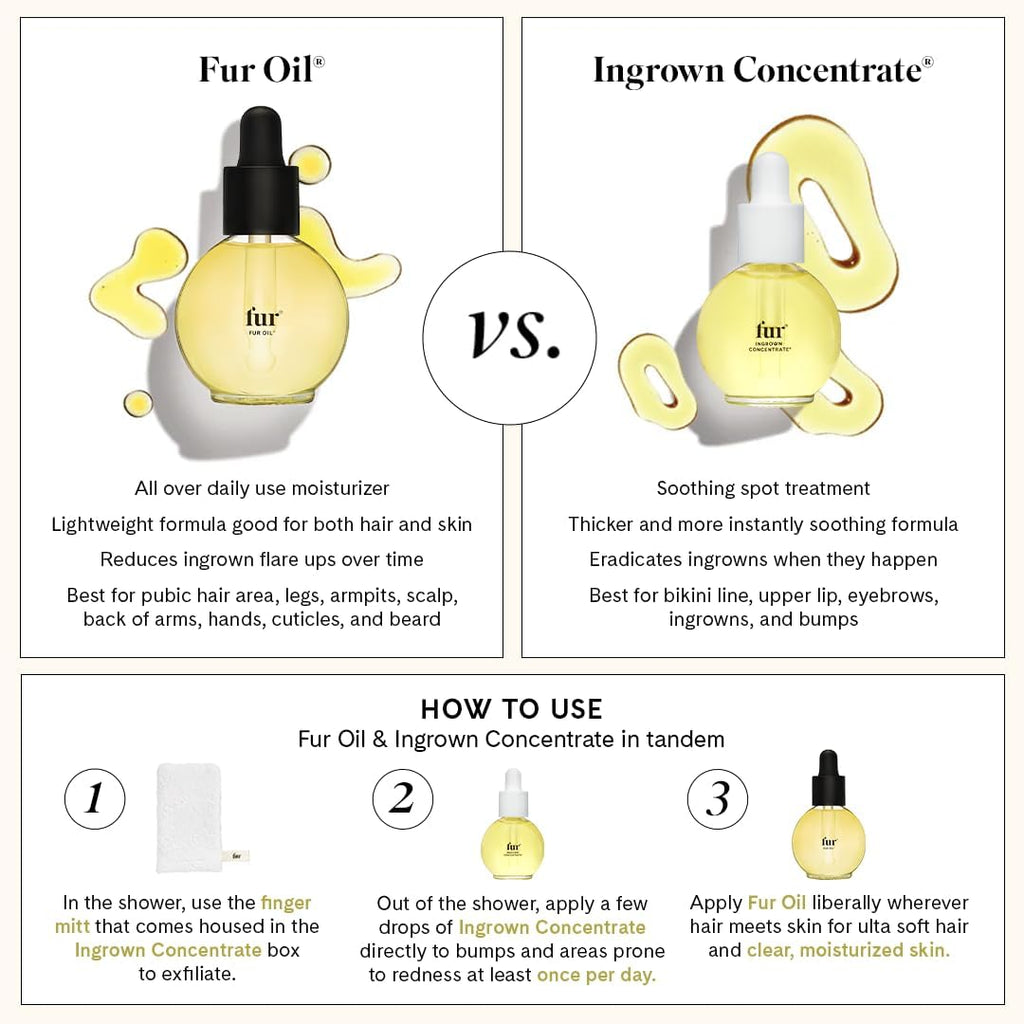 Fur Ingrown Hair Oil for Bikini Line, Underarms & More – Soothes, Prevents Ingrown Hairs (14mL)