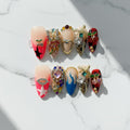 FURNUNUBI Handmade Almond Press-On Nails – 3D Hearts, Stars, Flames & Cherry Motifs