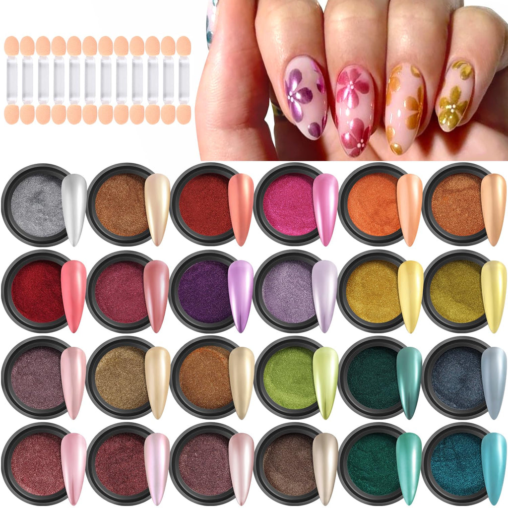 Furtherpretty Chrome Nail Powder Kit – 24 Colors Mirror Finish (36Pcs)