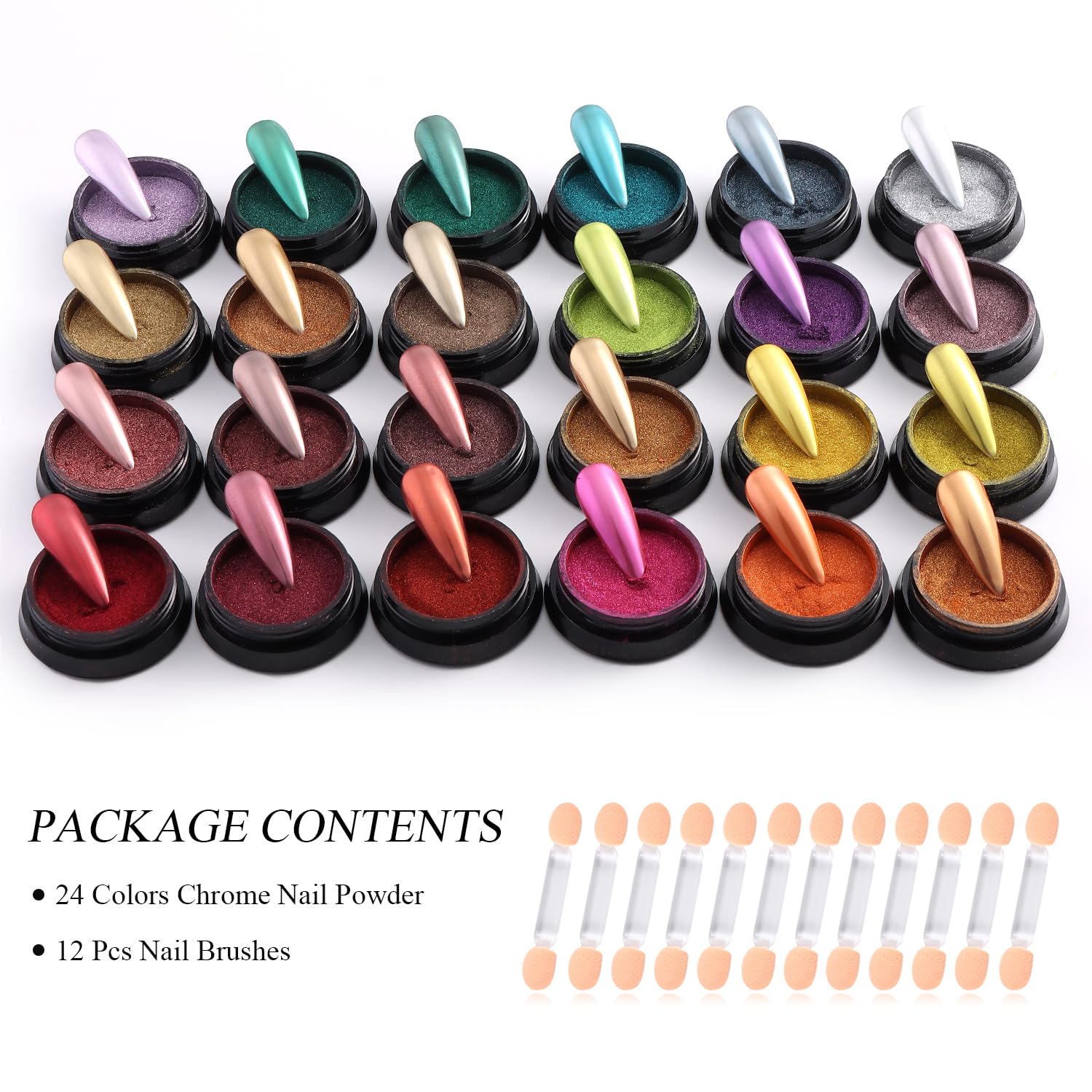 Furtherpretty Chrome Nail Powder Kit – 24 Colors Mirror Finish (36Pcs)