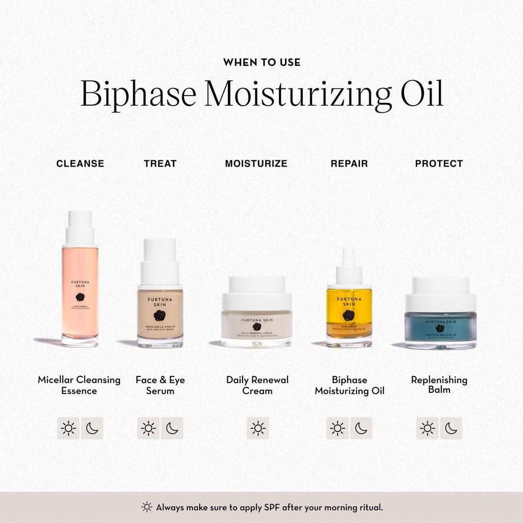 Furtuna Skin Biphase Moisturizing Oil – Hydration, Plumping & 360° Protection for Face, Neck & Décolletage | Vegan & Cruelty-Free
