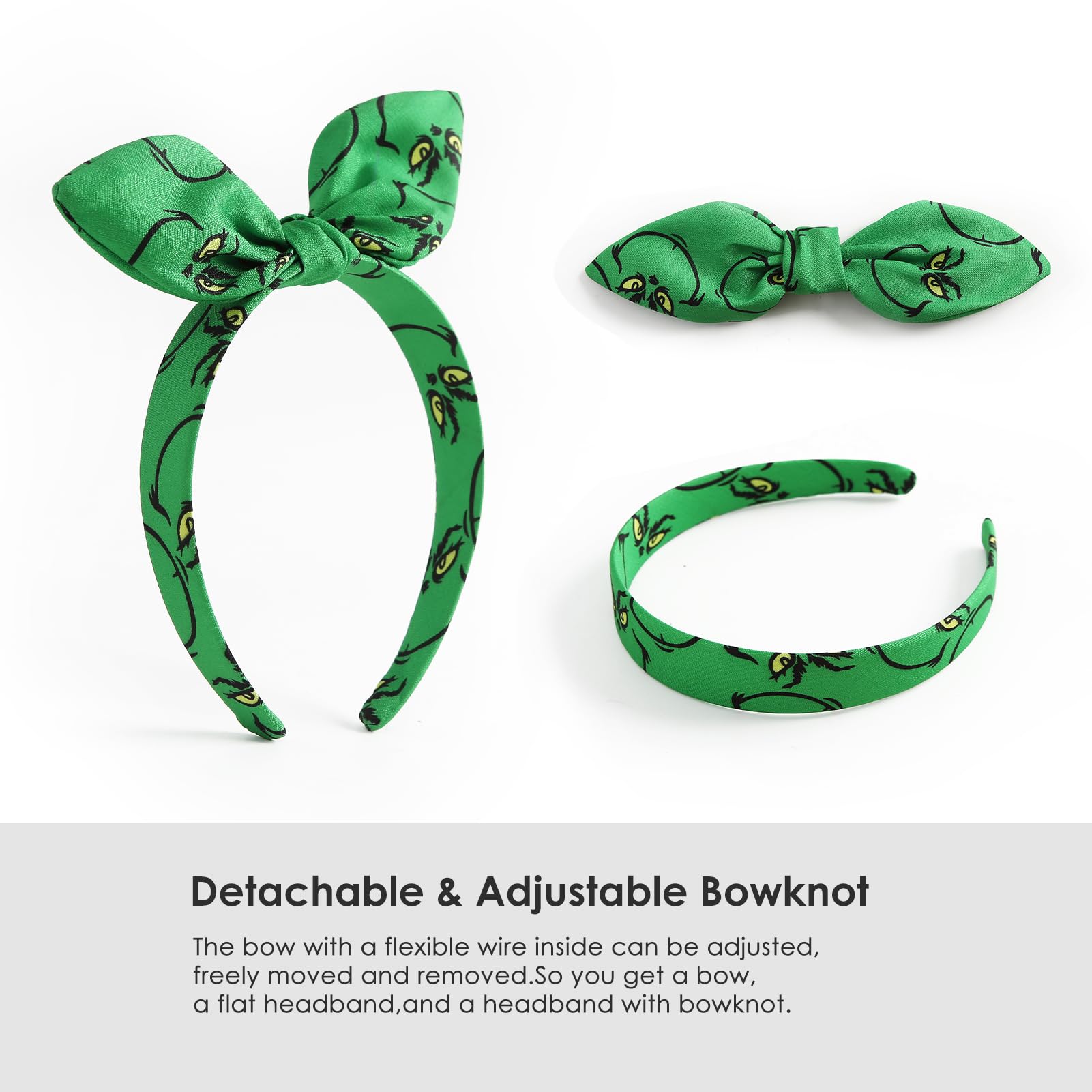 Furutonhe Christmas Knotted Bow Headband for Women – Green Monster Headwear