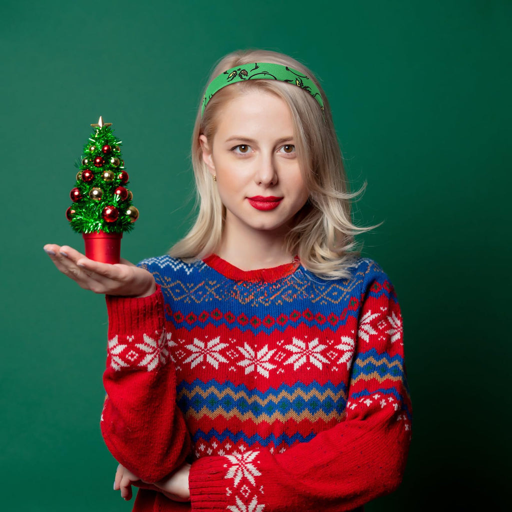 Furutonhe Christmas Knotted Bow Headband for Women – Green Monster Headwear