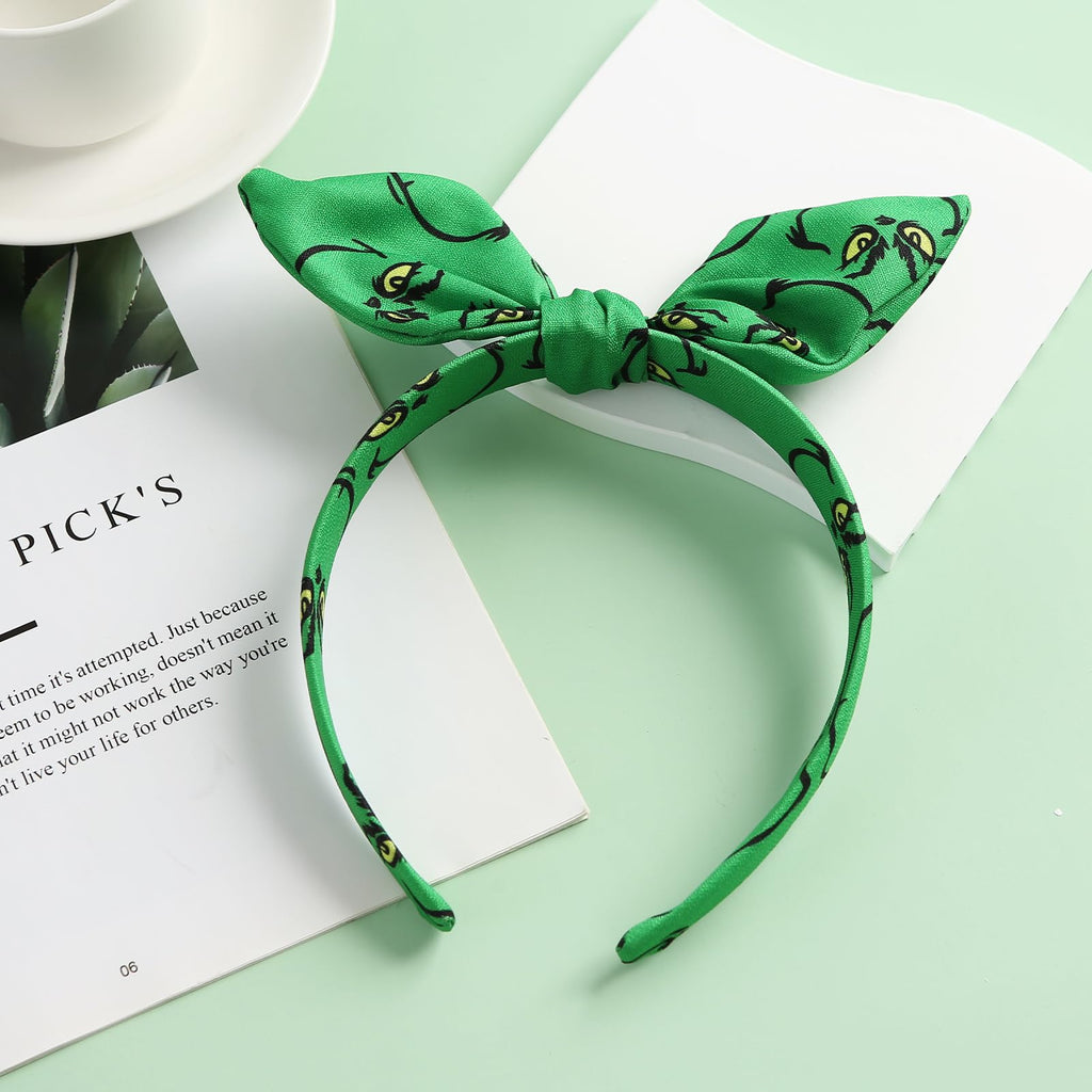 Furutonhe Christmas Knotted Bow Headband for Women – Green Monster Headwear