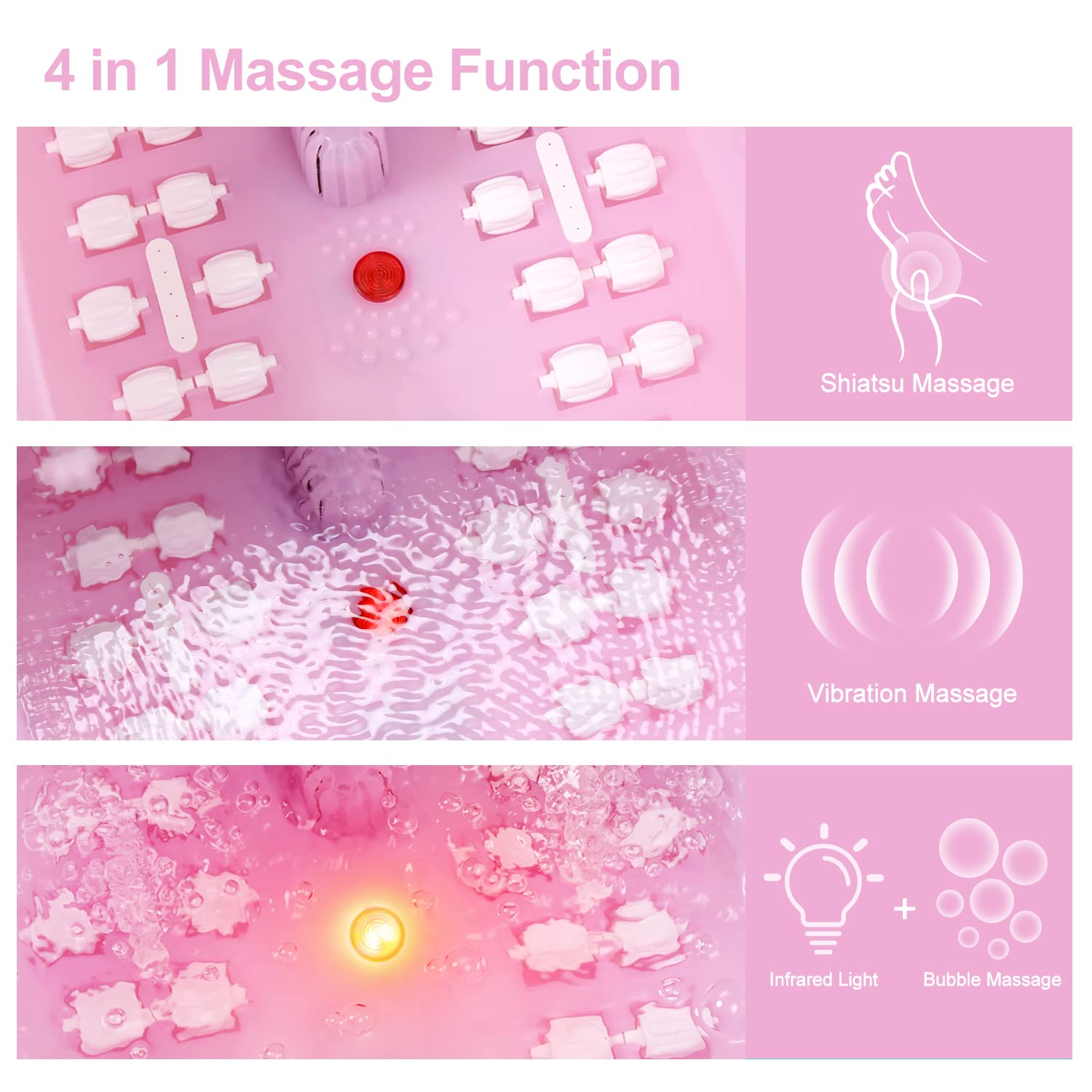 FutureCare Foot Spa Bath Massager with Heat, Bubbles & Jets – Lavender Soak Included, Pink
