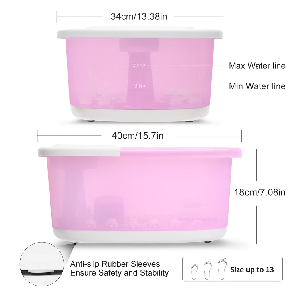 FutureCare Foot Spa Bath Massager with Heat, Bubbles & Jets – Lavender Soak Included, Pink