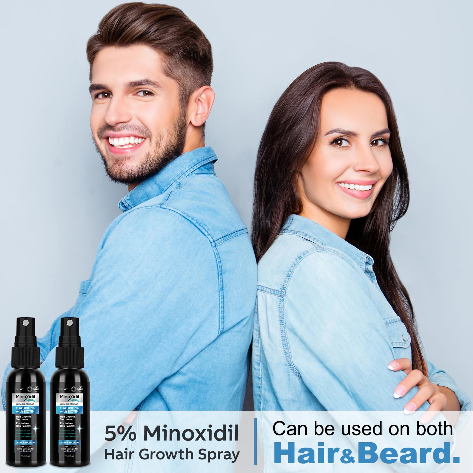 FUZYAT 5% Minoxidil Hair Growth Spray for Men & Women – 2-Pack