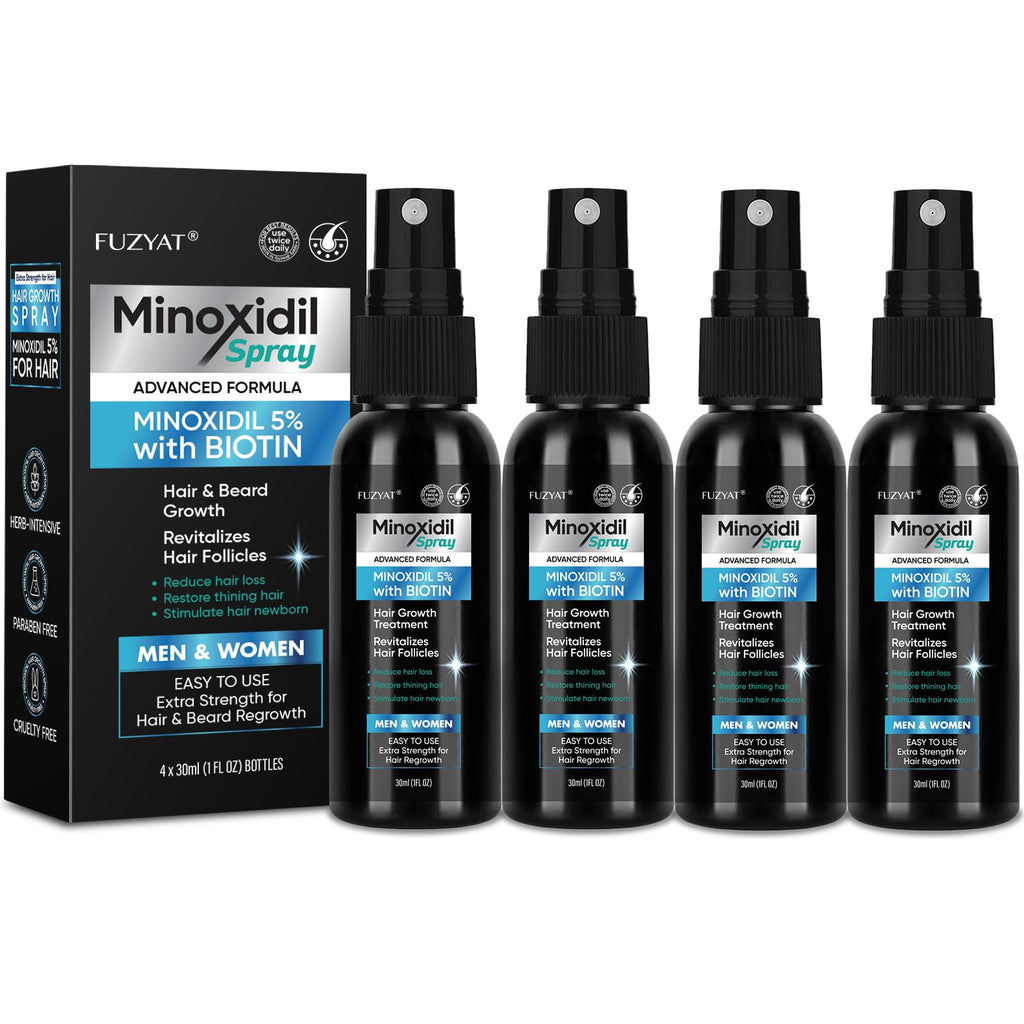 FUZYAT 5% Minoxidil Spray for Men & Women – Hair Growth Treatment (4-Pack)
