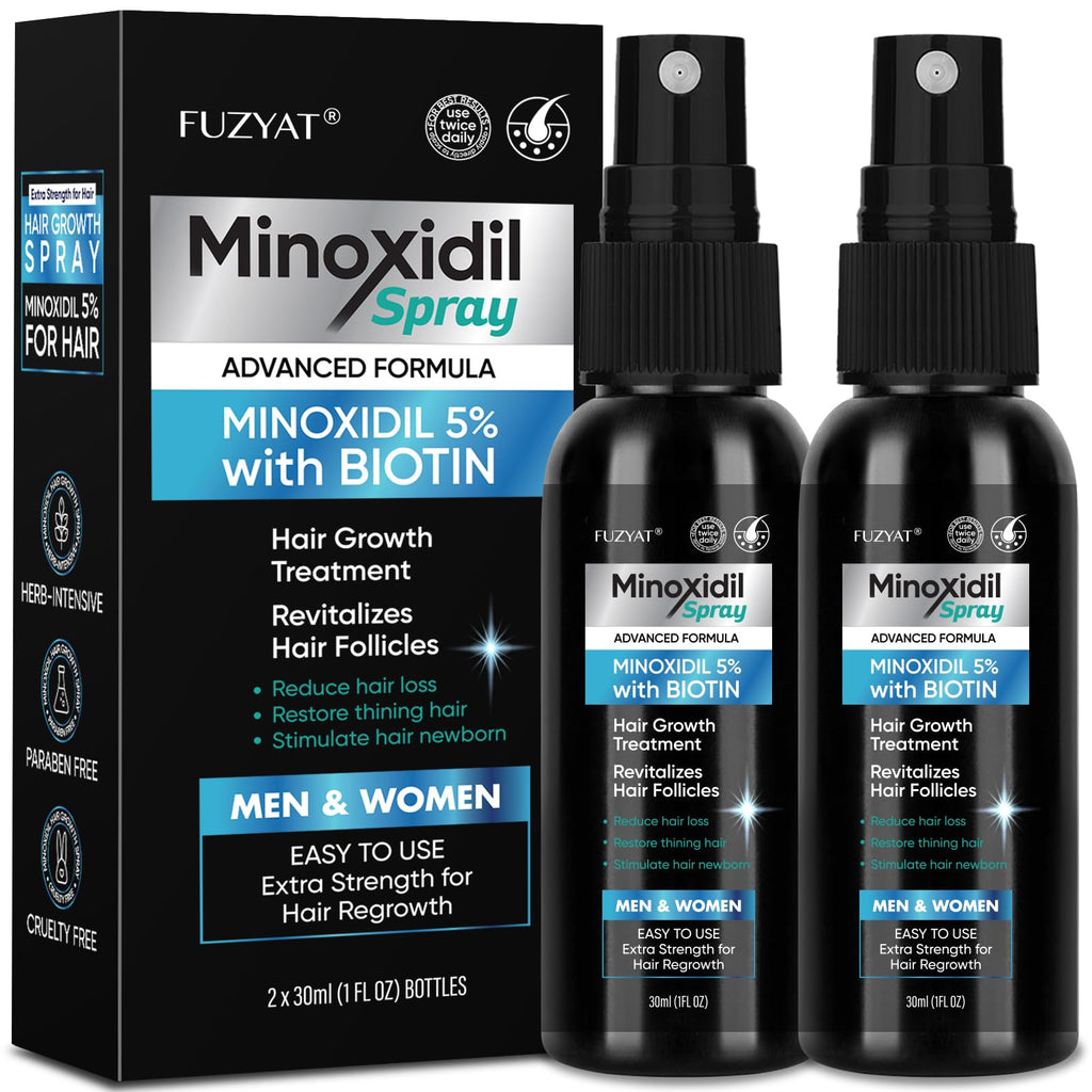 FUZYAT 5% Minoxidil Hair Growth Spray for Men & Women – 2-Pack
