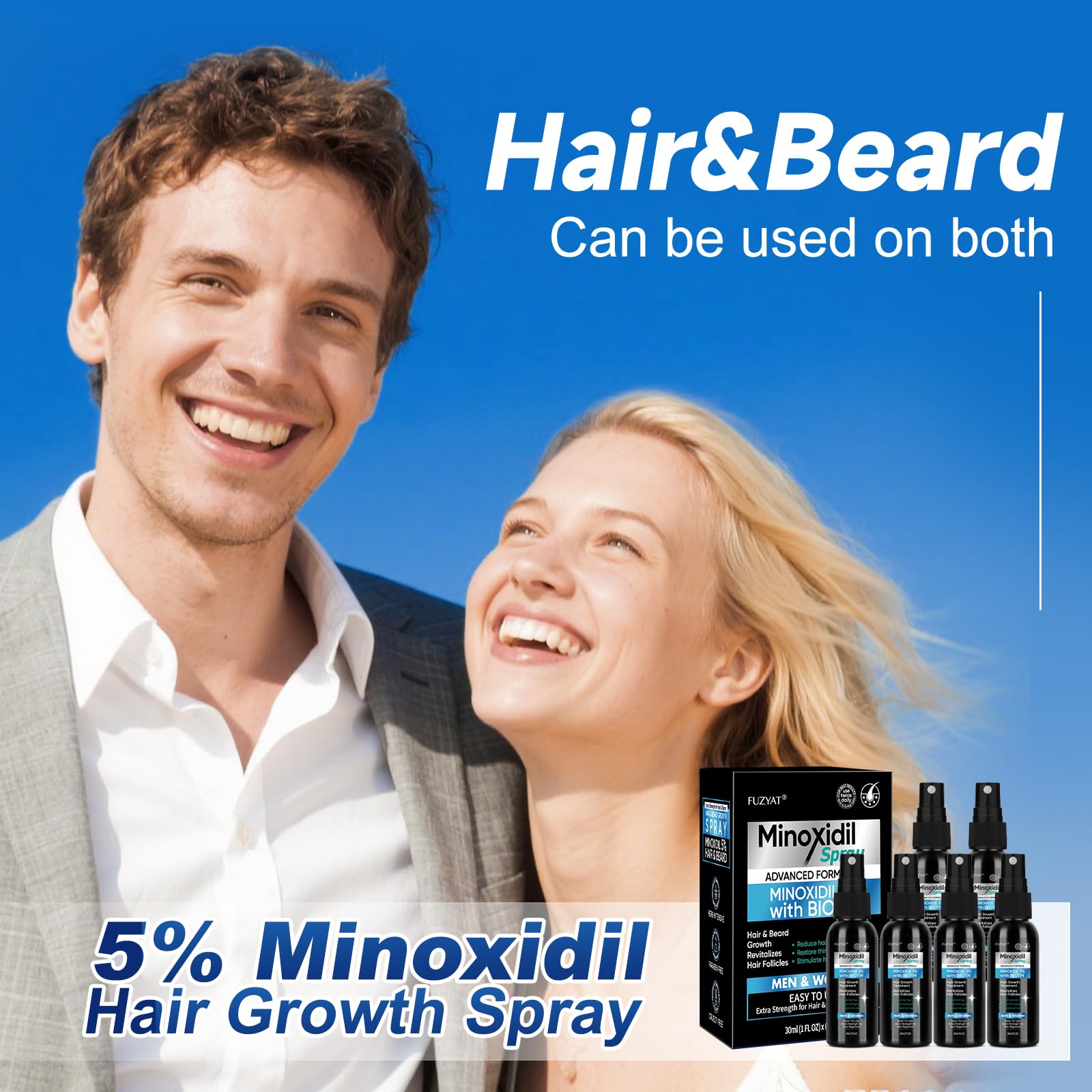 FUZYAT 5% Minoxidil Spray – Biotin-Enhanced Hair Growth for Men & Women, 180ml