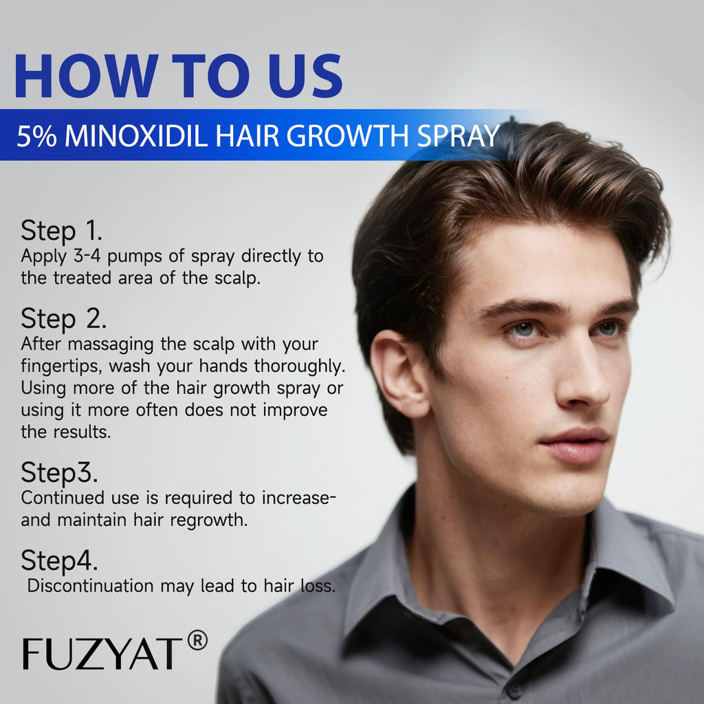 FUZYAT 5% Minoxidil Spray – Biotin-Enhanced Hair Growth for Men & Women, 180ml