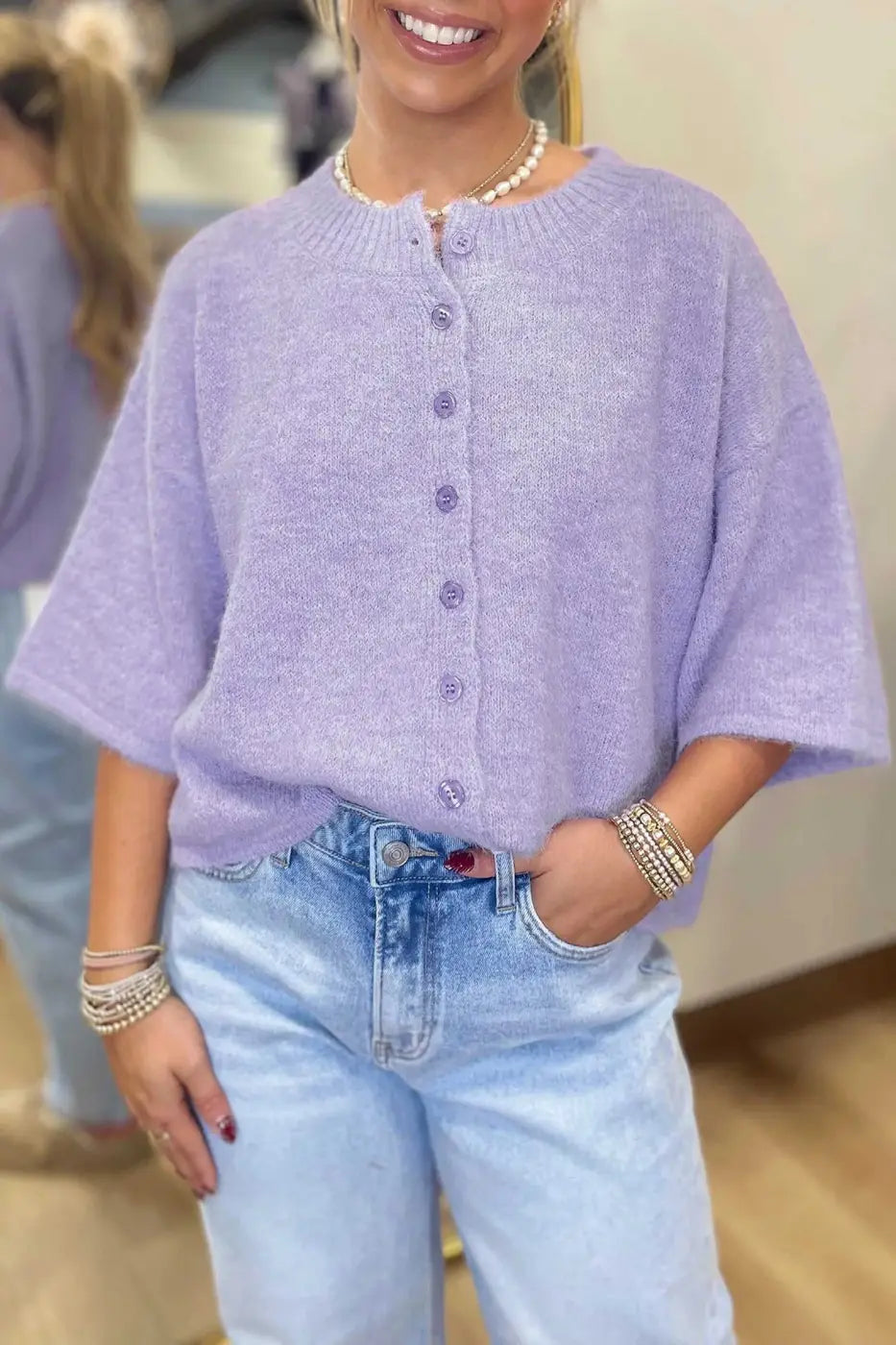 Pastel Fuzzy Knit Boxy Cardigan Women UK