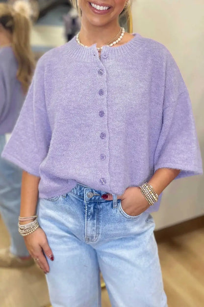 Pastel Fuzzy Knit Boxy Cardigan Women UK