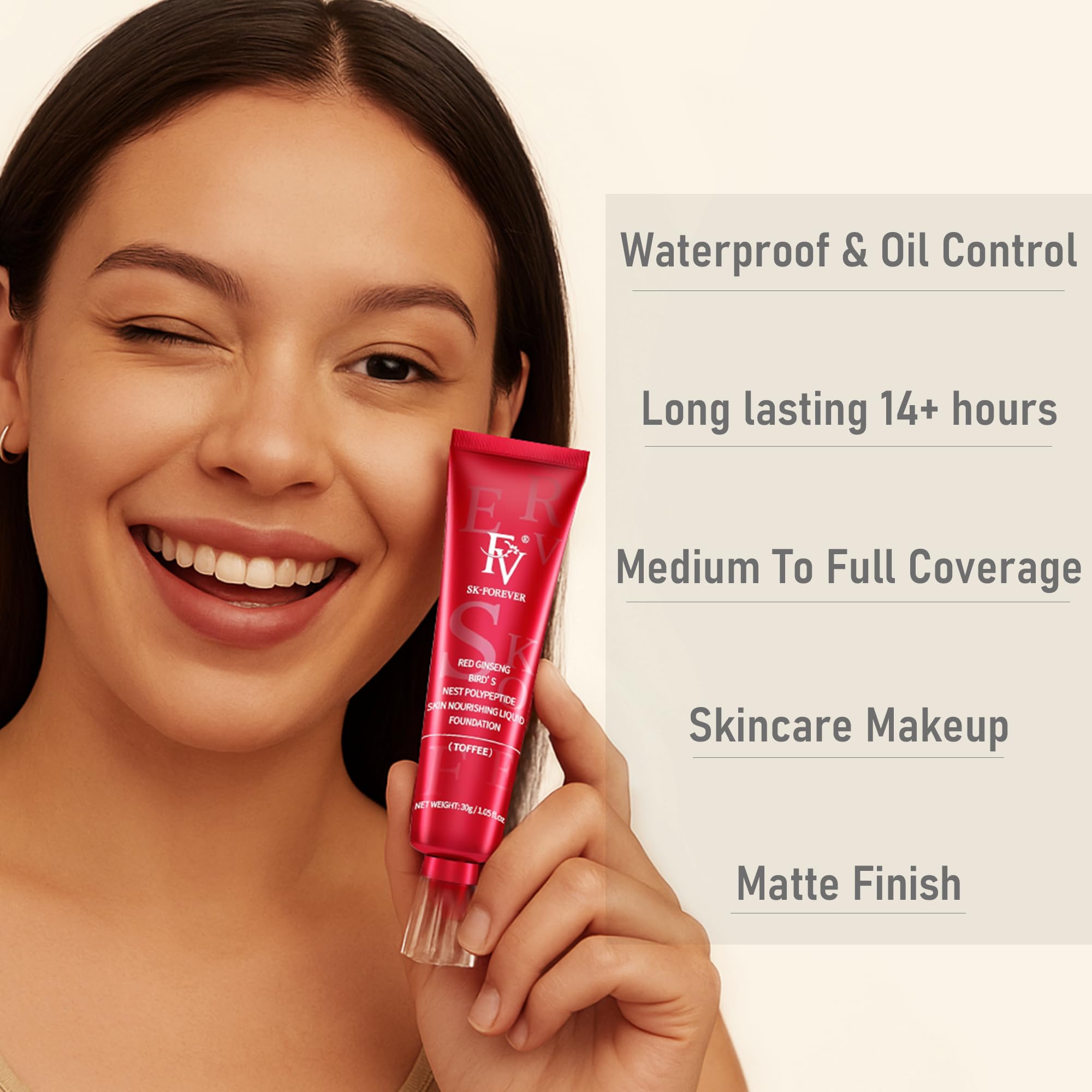 FV 2 Pack Waterproof Foundation – Matte Finish, Medium Coverage in Toffee (1.05 fl oz)