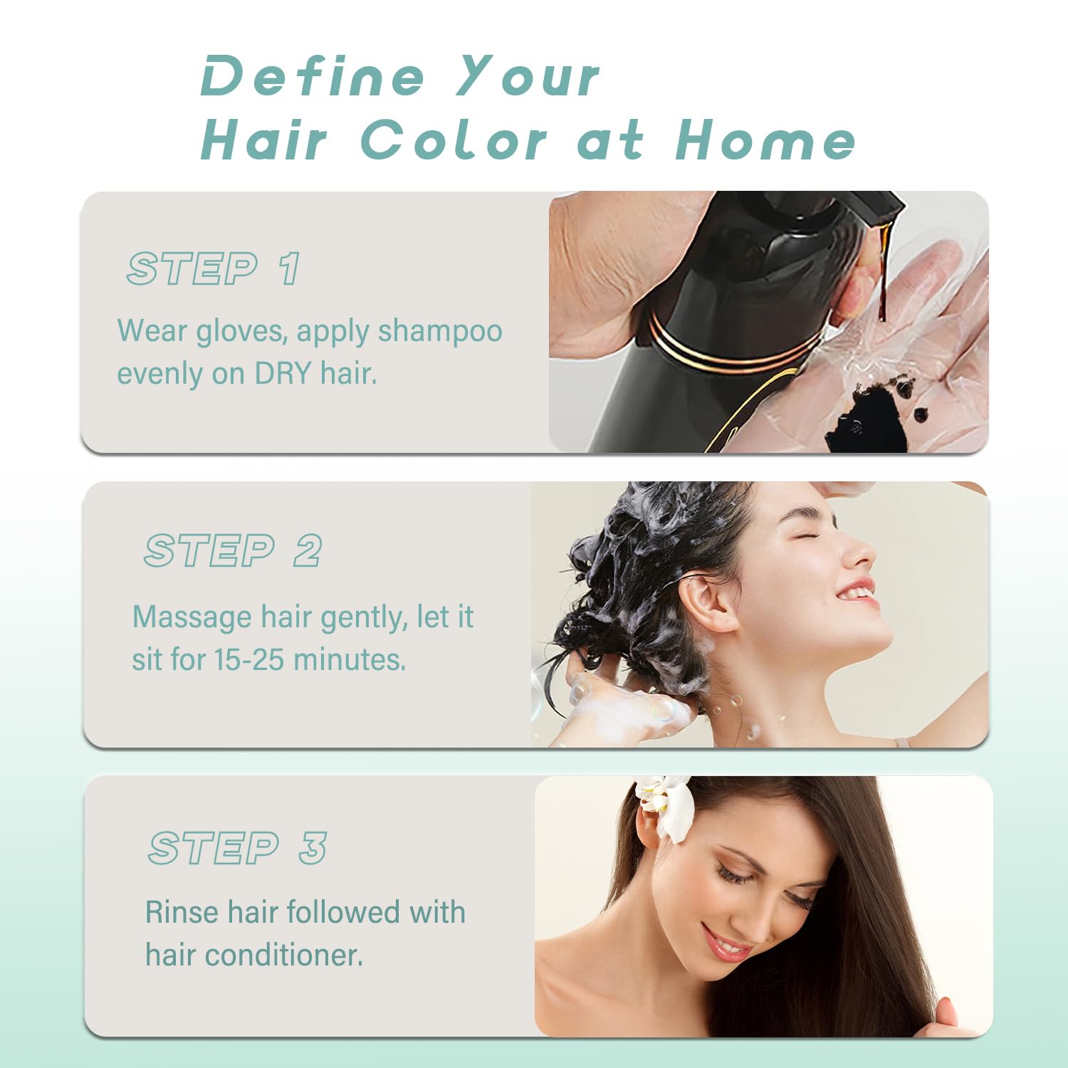 Fvquhvo Brown Hair Dye Shampoo — Covers Grays in Minutes, 3-in-1 Color, Shampoo & Conditioner