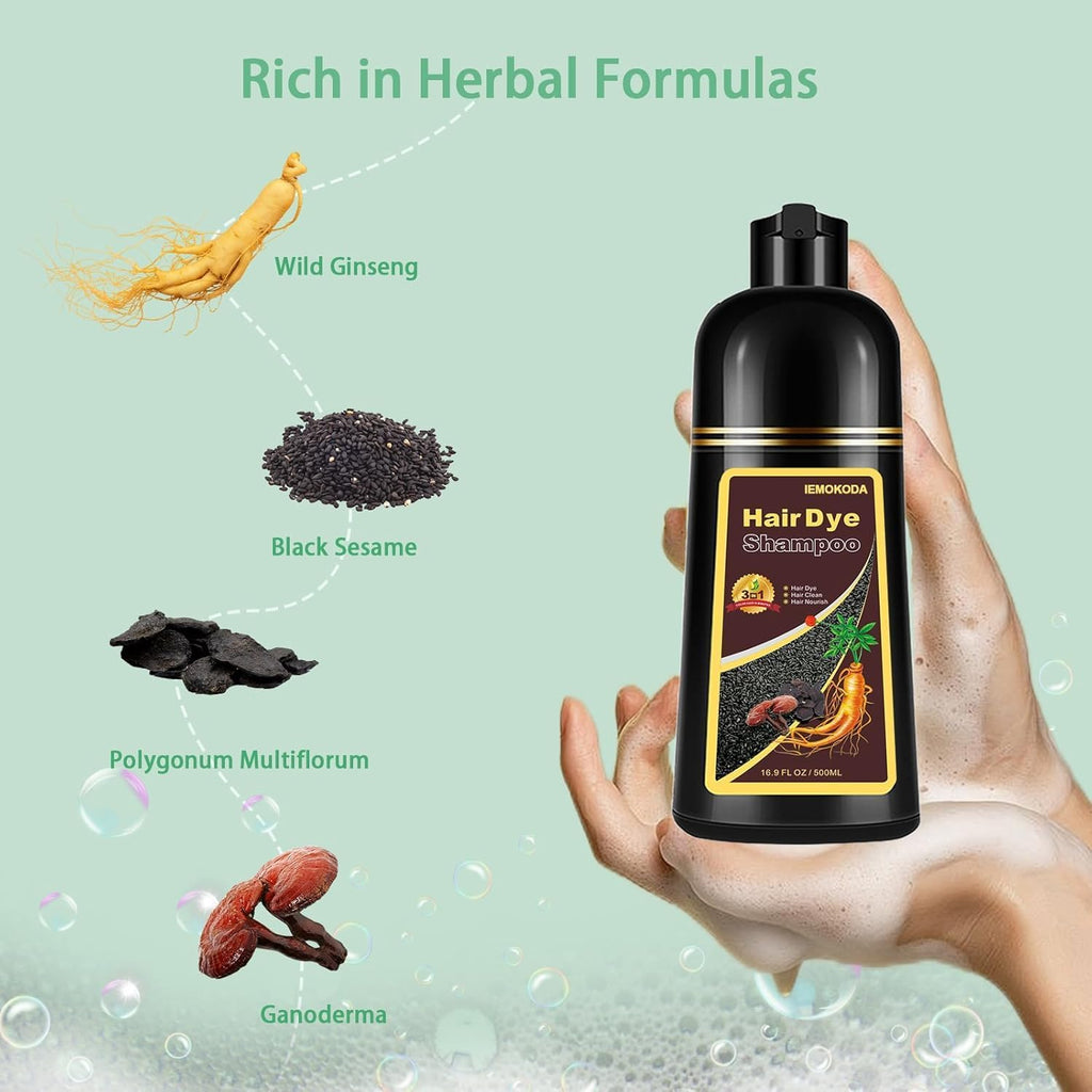 Fvquhvo Silver Gray Hair Dye Shampoo – 16.9 oz, Instant 3-in-1 Color, Herbal Formula