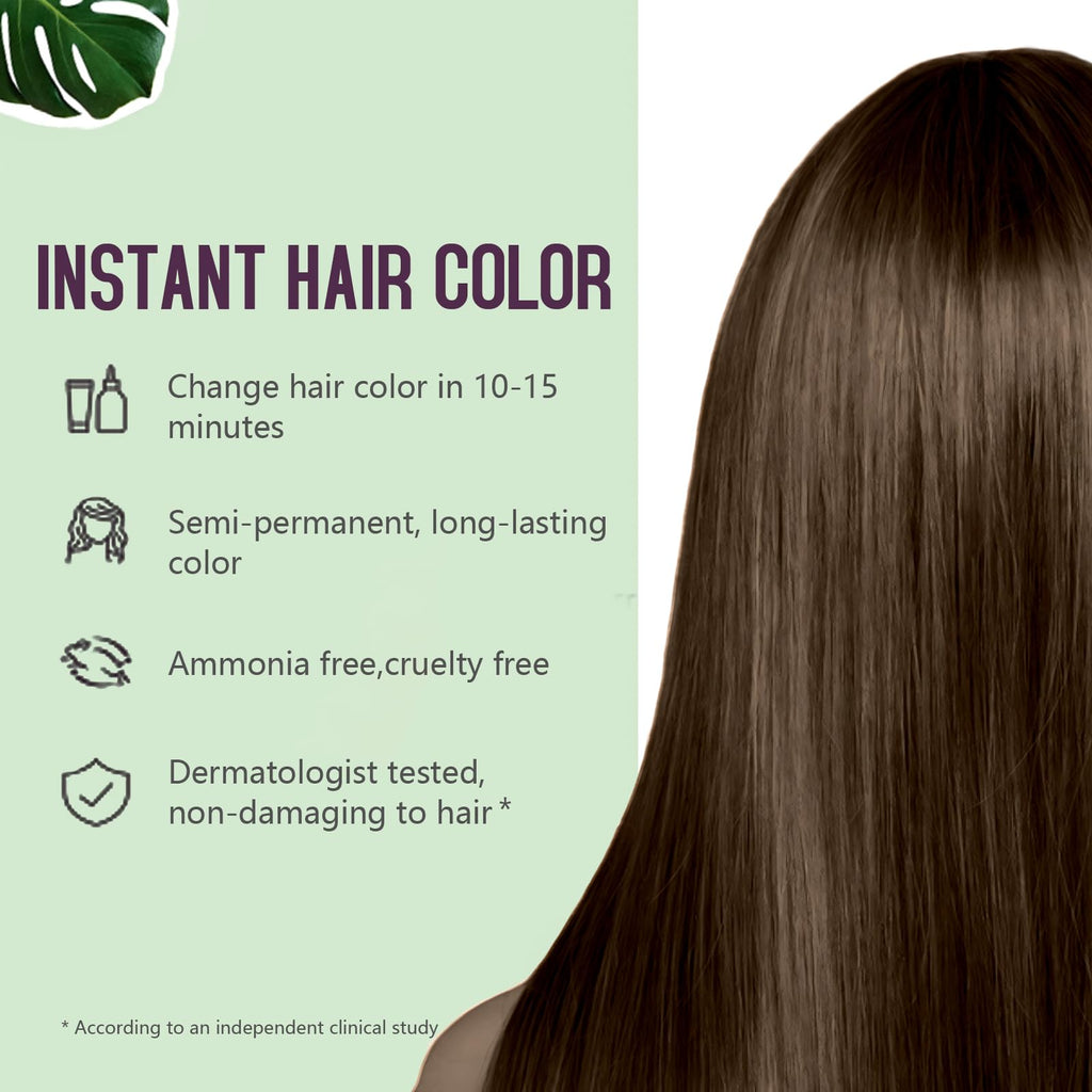 Fvquhvo Dark Brown Hair Dye Shampoo – 3-in-1 Coconut Color, Gray Coverage, 16.9 oz