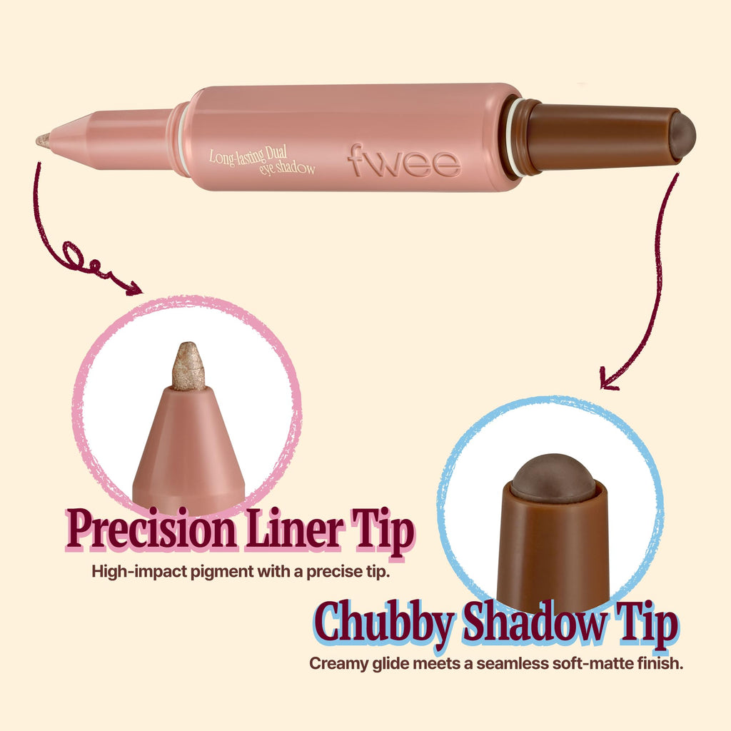 Fwee Long-Lasting Dual Coloring Stick Eye Shadow – Soft Blink in Gloden Beige Shimmer (Crease-Proof, Dual-Ended, 1.2g)