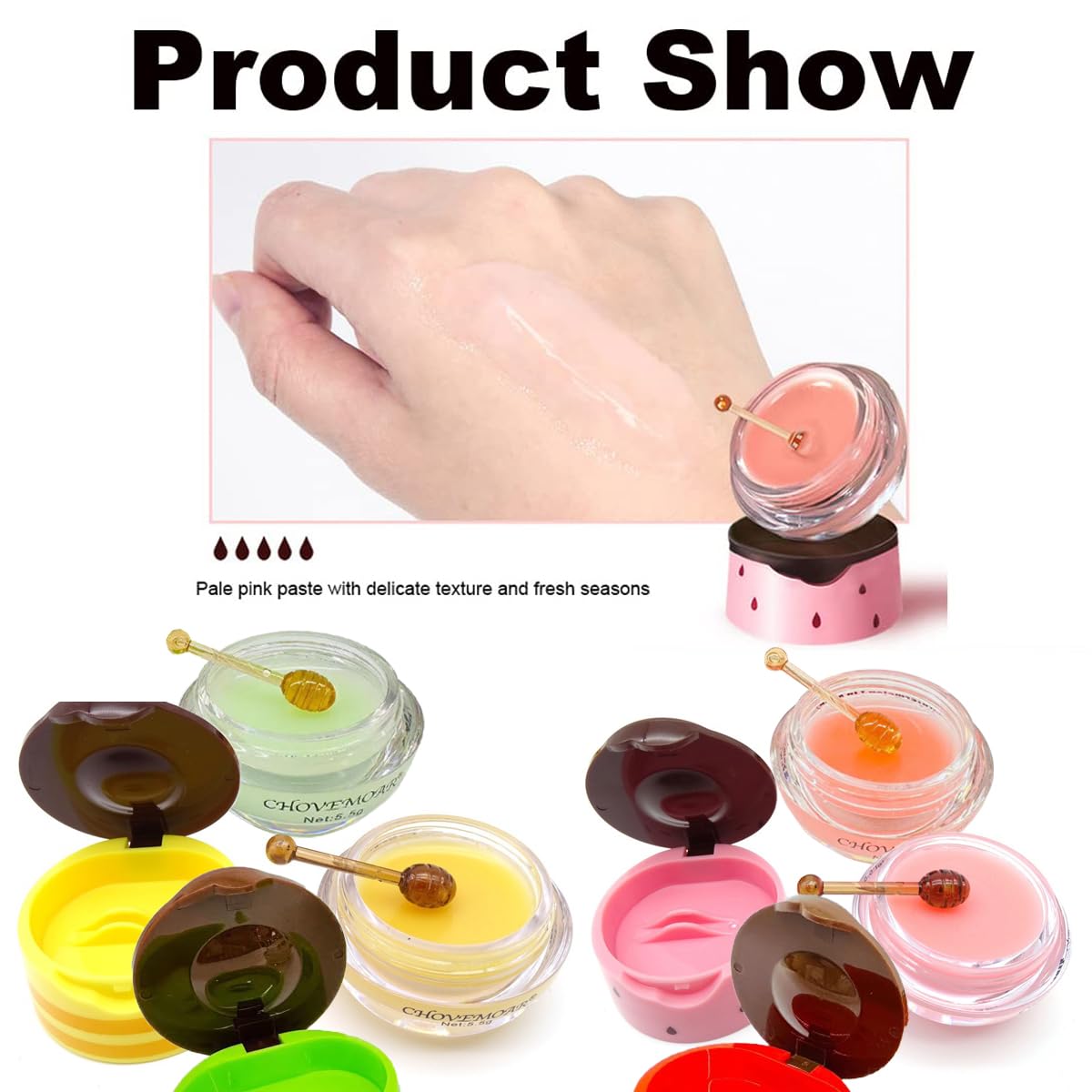 FYEBOO Fruit Lip Mask Set: Honey and Vitamin E for Overnight Moisturizing (6 Flavors)